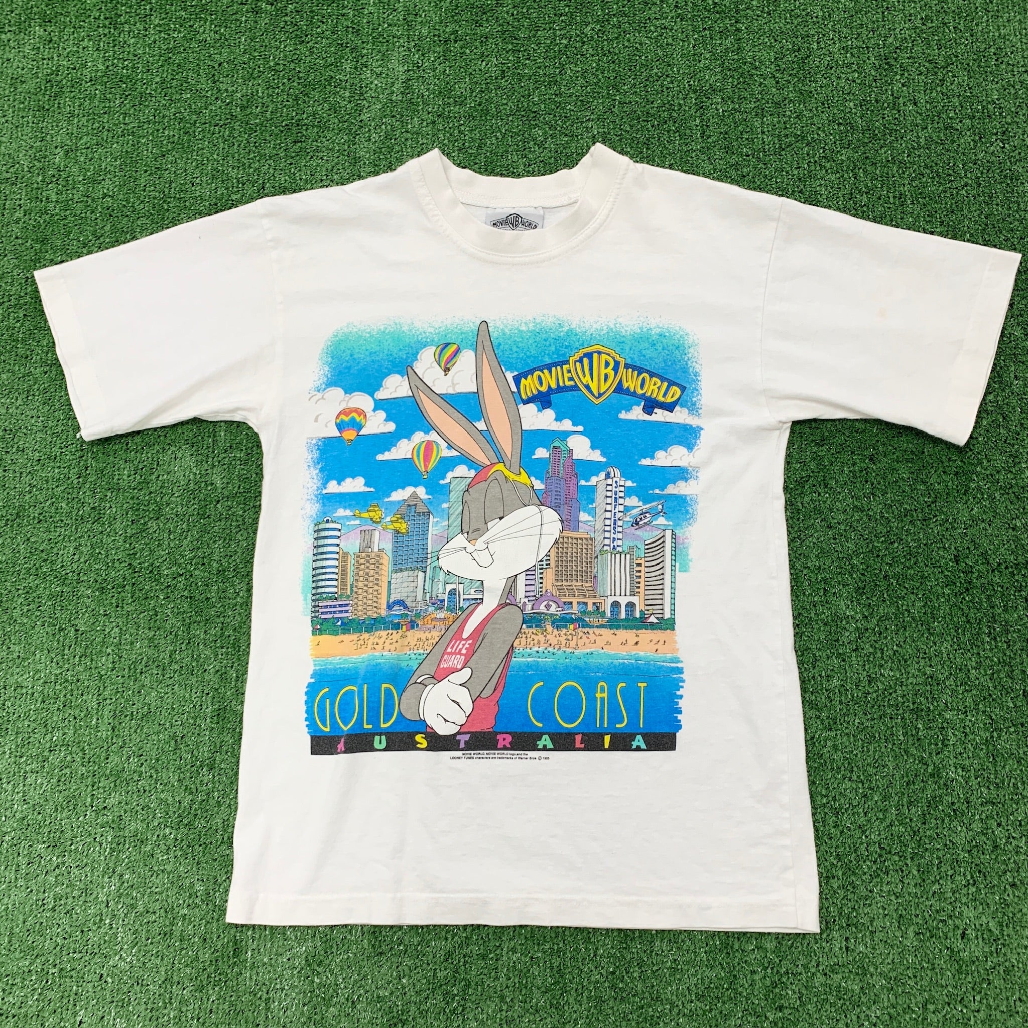 Vintage T Shirt Mens Small White Graphic Print 90s Looney Tunes Cartoon