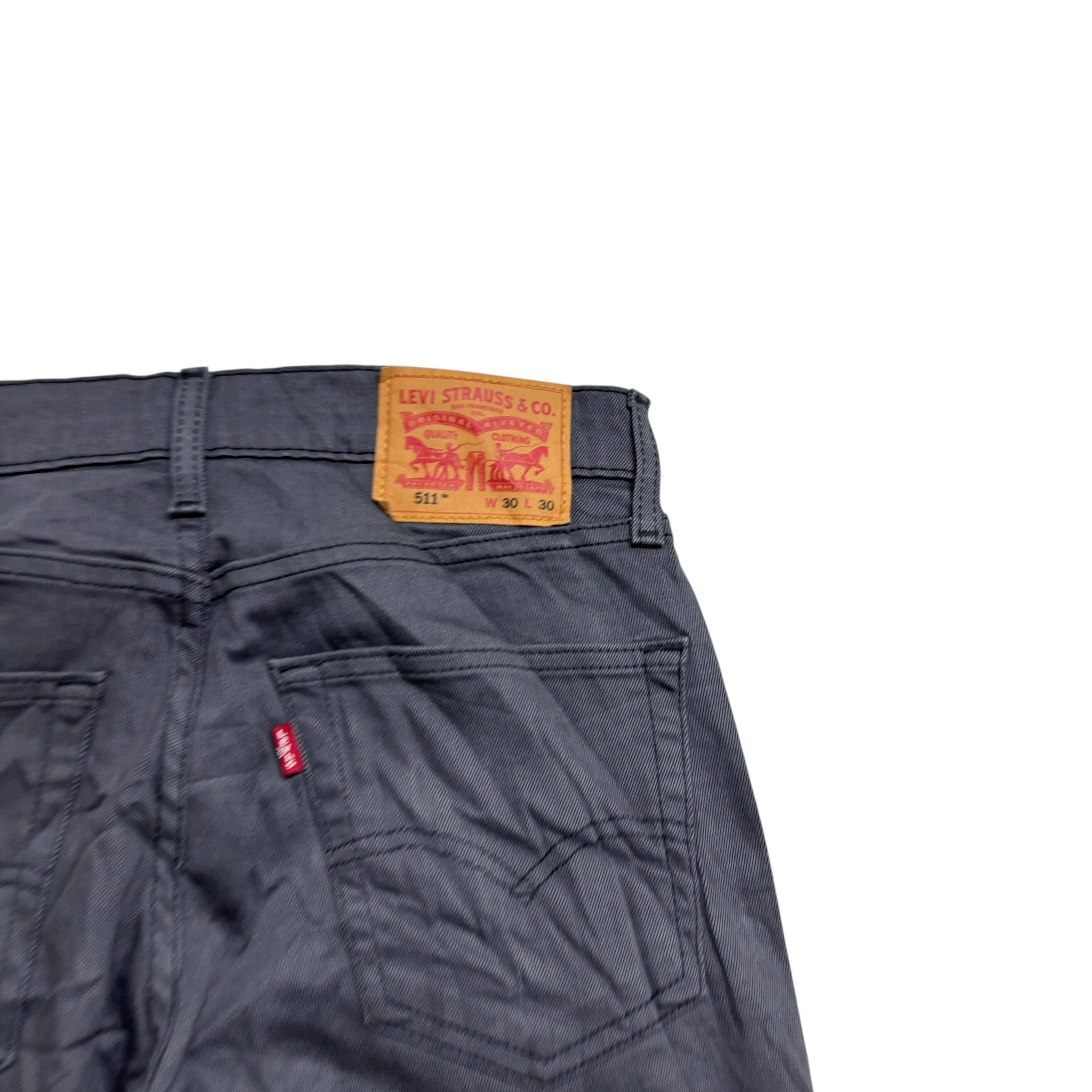 Levis 511 Jeans W30 L30 Mens Grey Slim Fit Stretch Denim (E)