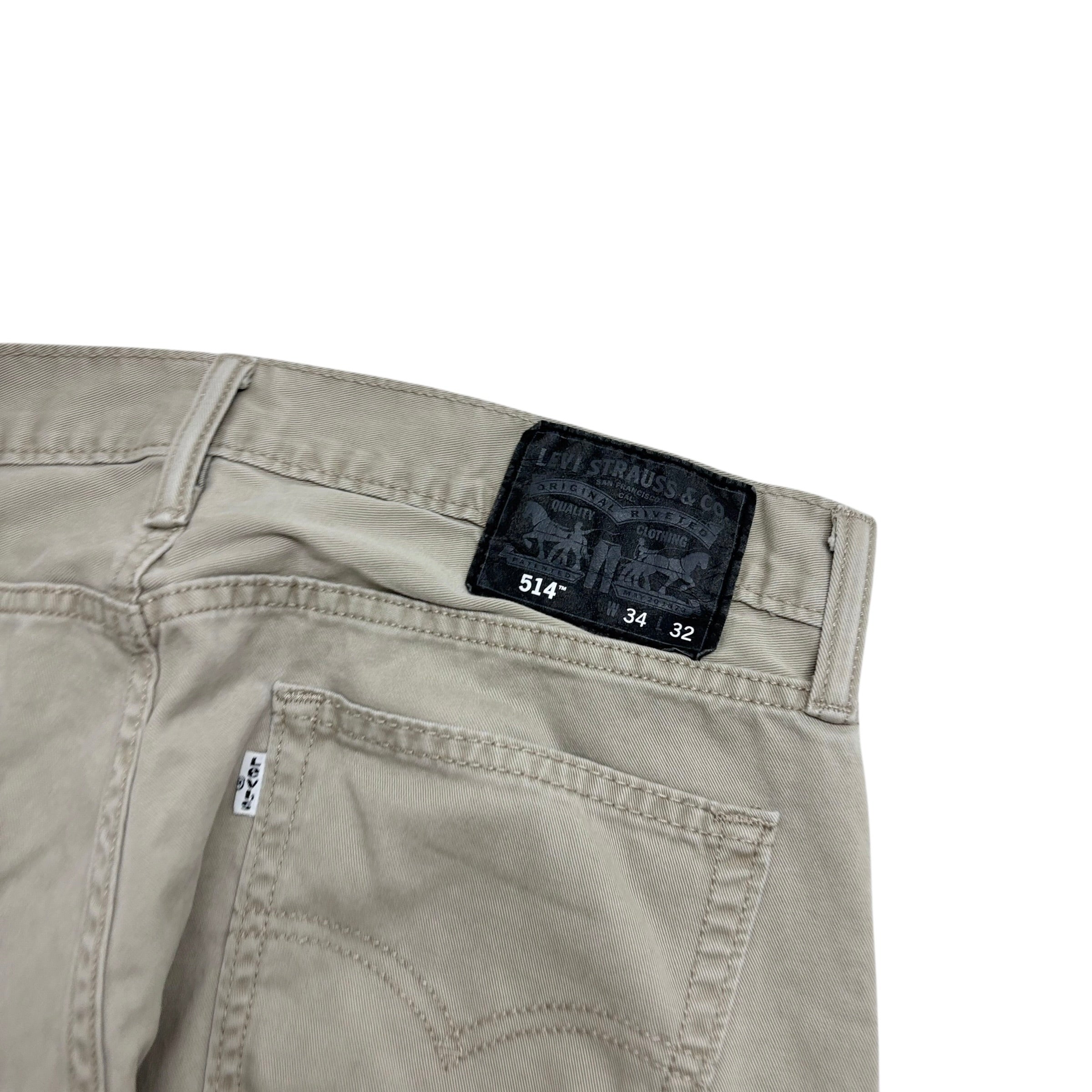 Levis 514 Trousers W34 L32 Mens Cream Regular Straight Fit Cotton Pants