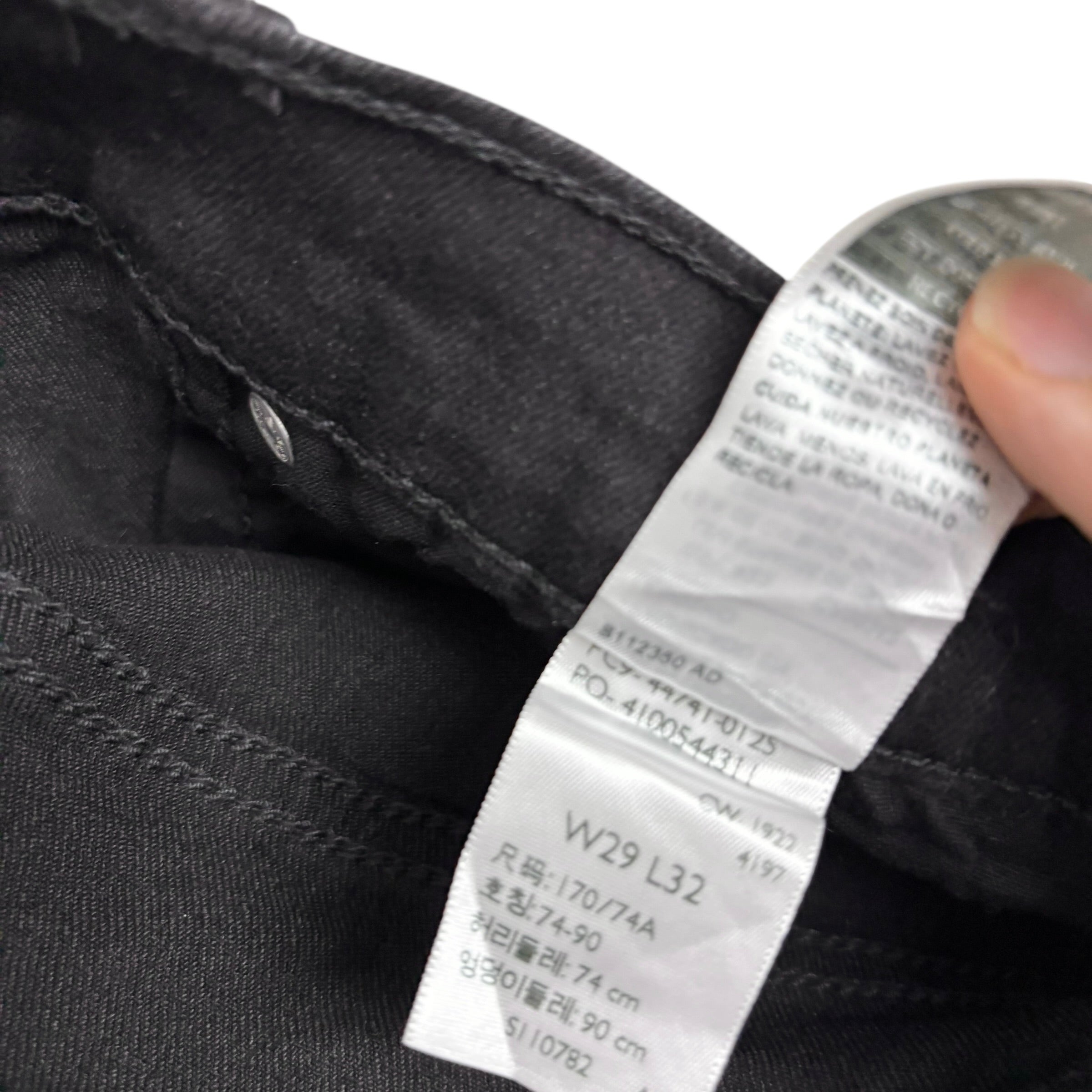 Levis Denizen Jeans W29 L32 Mens Black Slim Fit Stretch