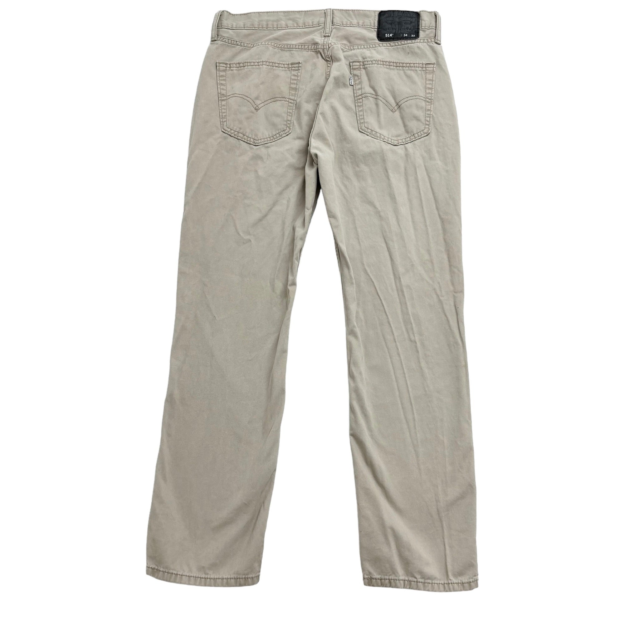 Levis 514 Trousers W34 L31 Mens Beige Stone Regular Straight Fit Cotton Pants