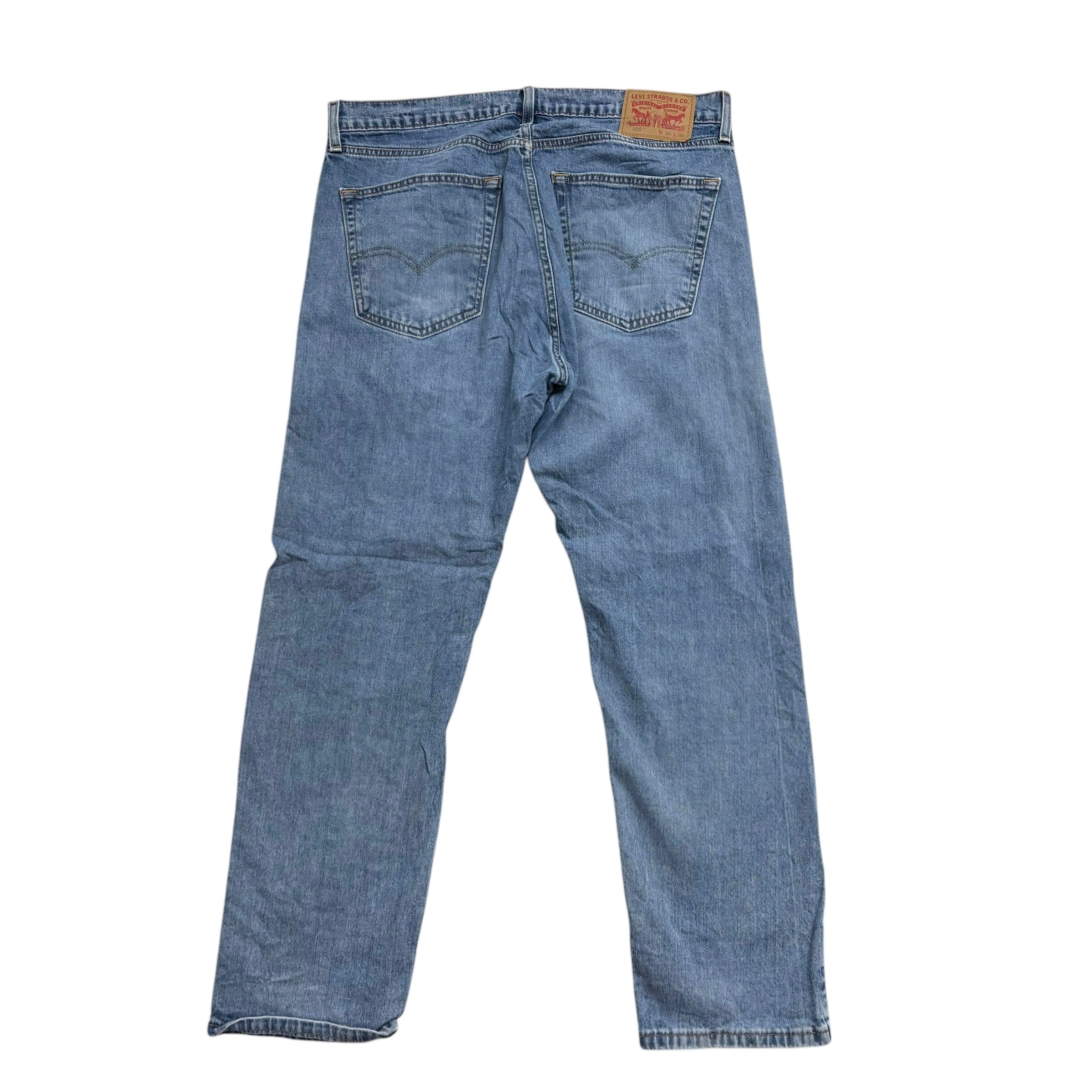Levis 505 Jeans W36 L30 Mens Light Blue Regular Straight Fit Stretch Denim