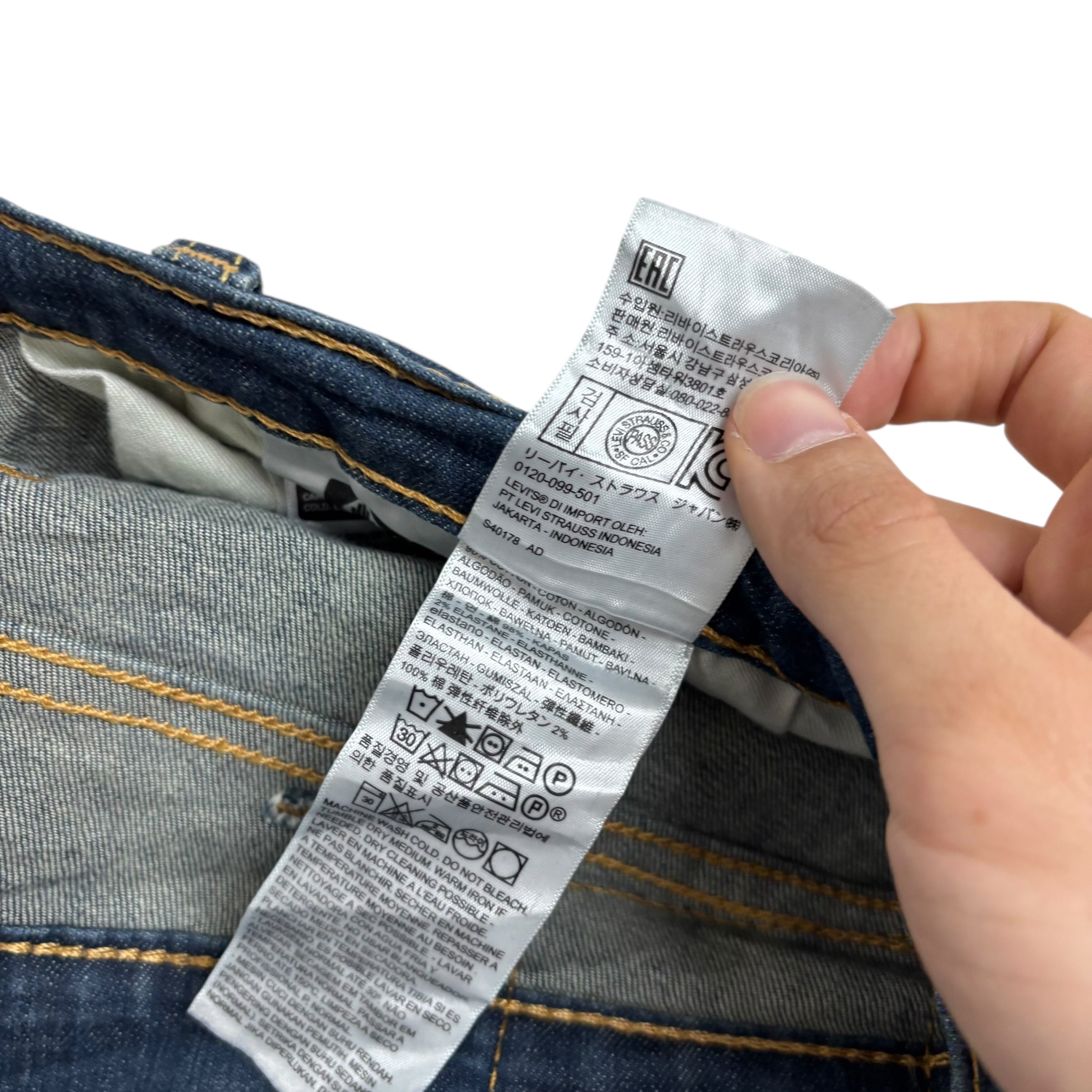 Levis 559 Jeans W40 L32 Mens Dark Blue Relaxed Straight Fit Stretch Denim (E)