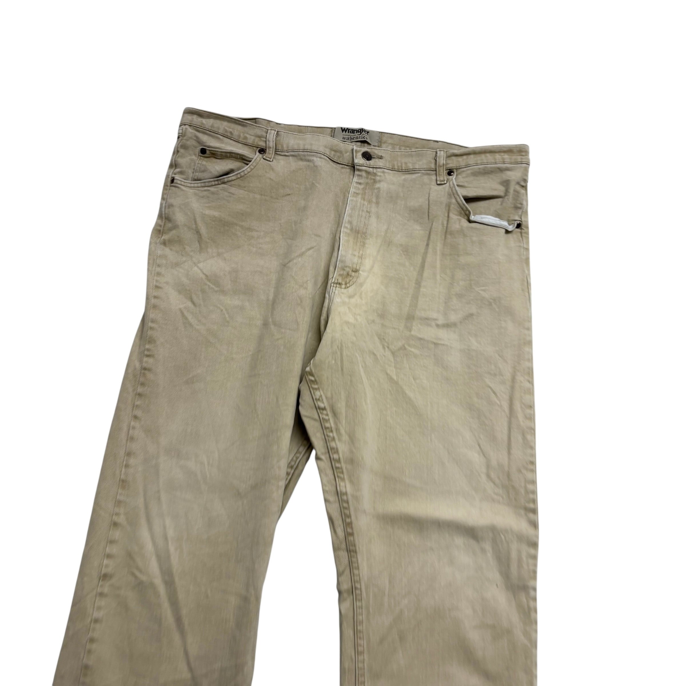 Wrangler Jeans W42 L32 Mens Cream Relaxed Straight Fit Stretch Denim (E)