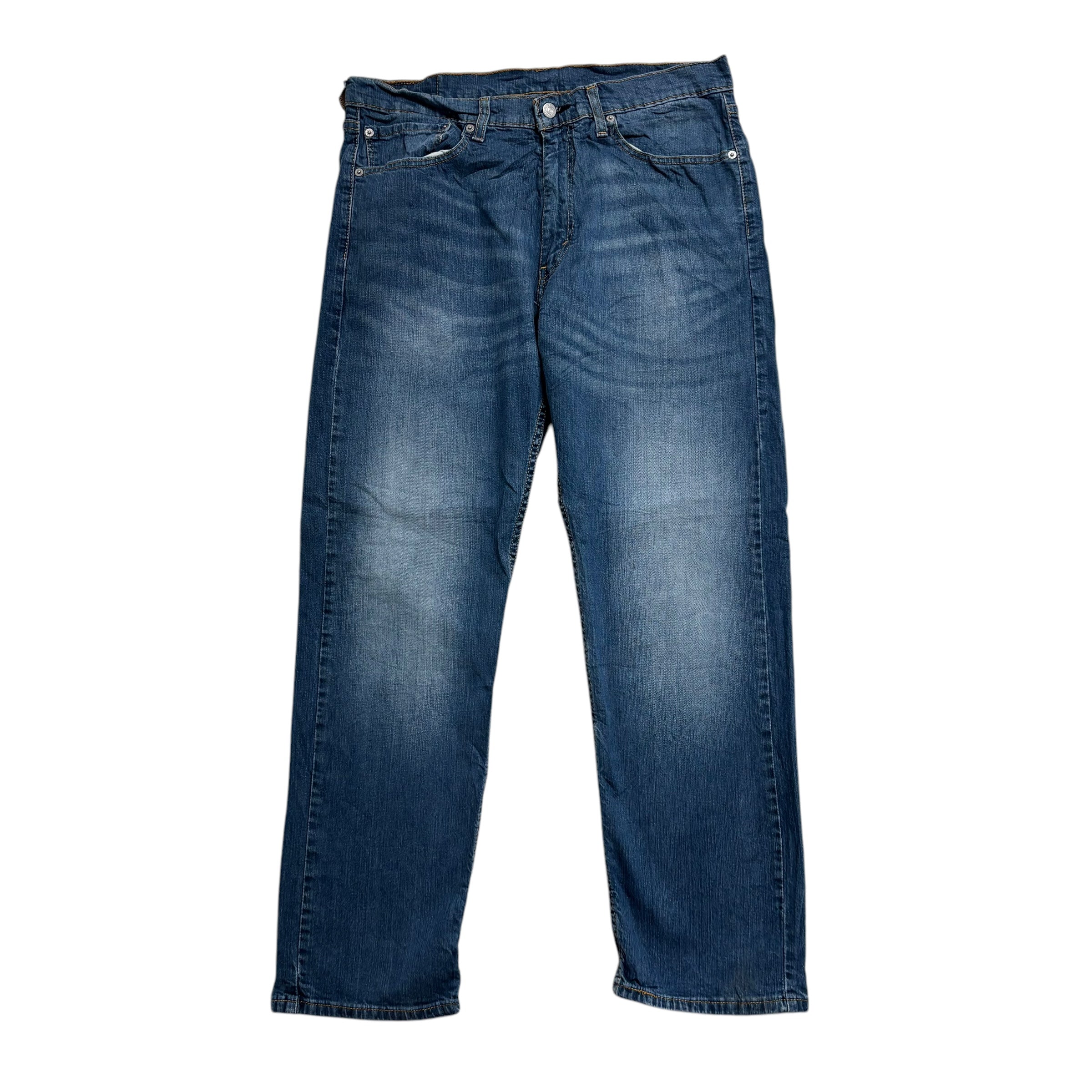 Levis 505 Jeans W36 L30 Mens Mid Blue Regular Straight Fit Stretch Denim