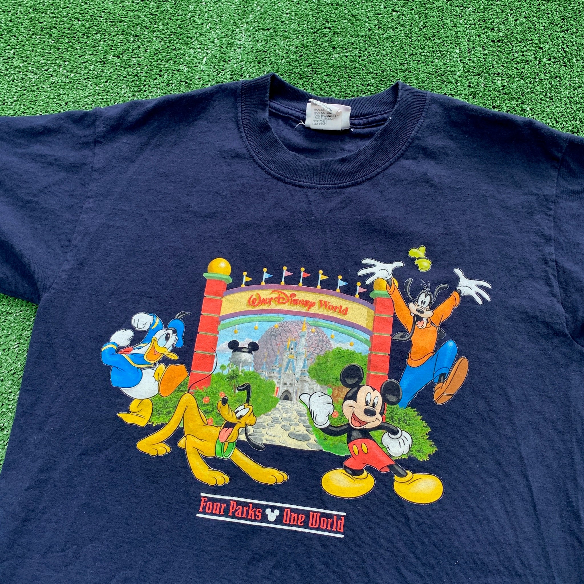 Vintage T Shirt Mens Small Navy Blue Graphic Print Y2K Disney Mickey Cartoon