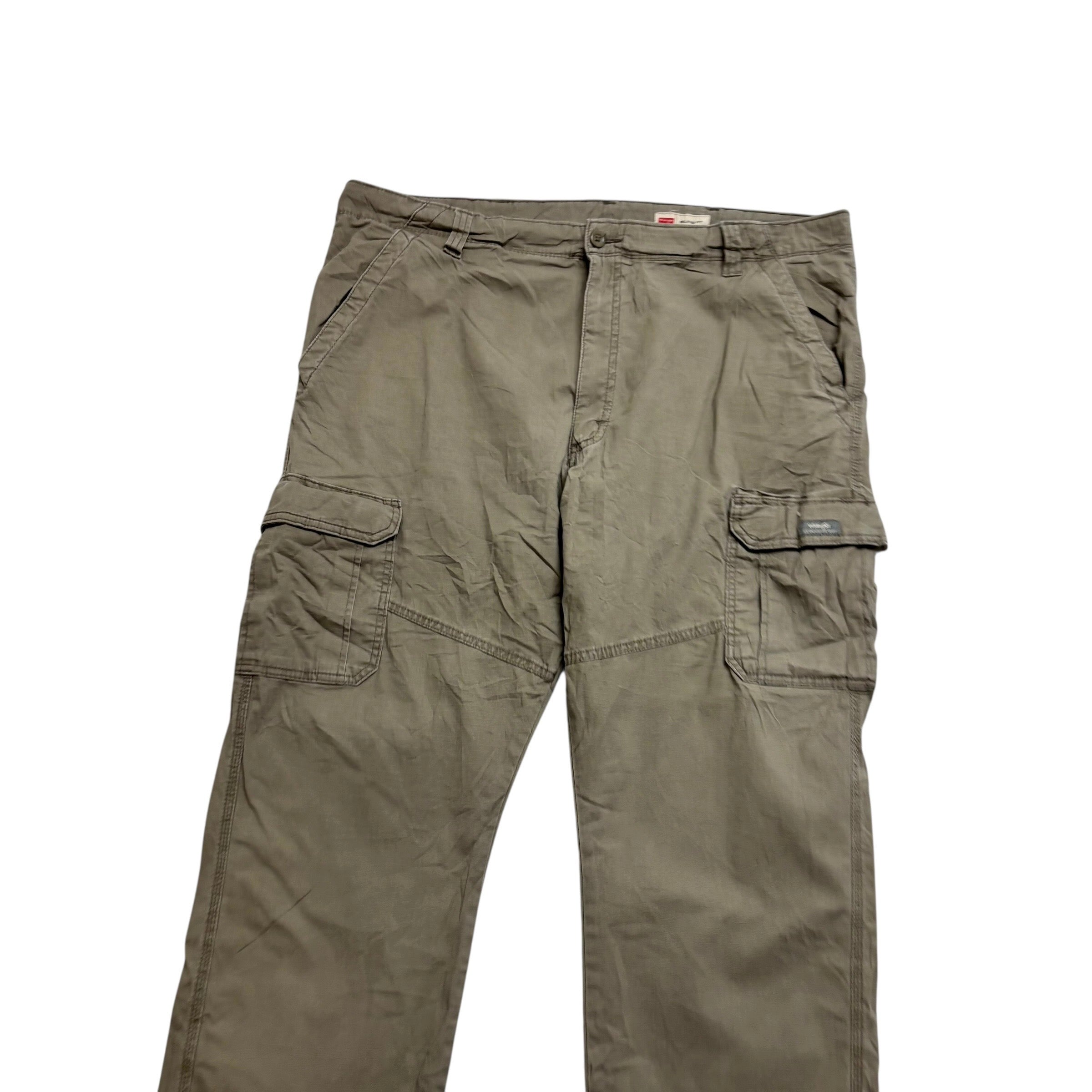 Wrangler Cargo Pants W42 L30 Mens Brown Relaxed Straight Fit Stretch (E)