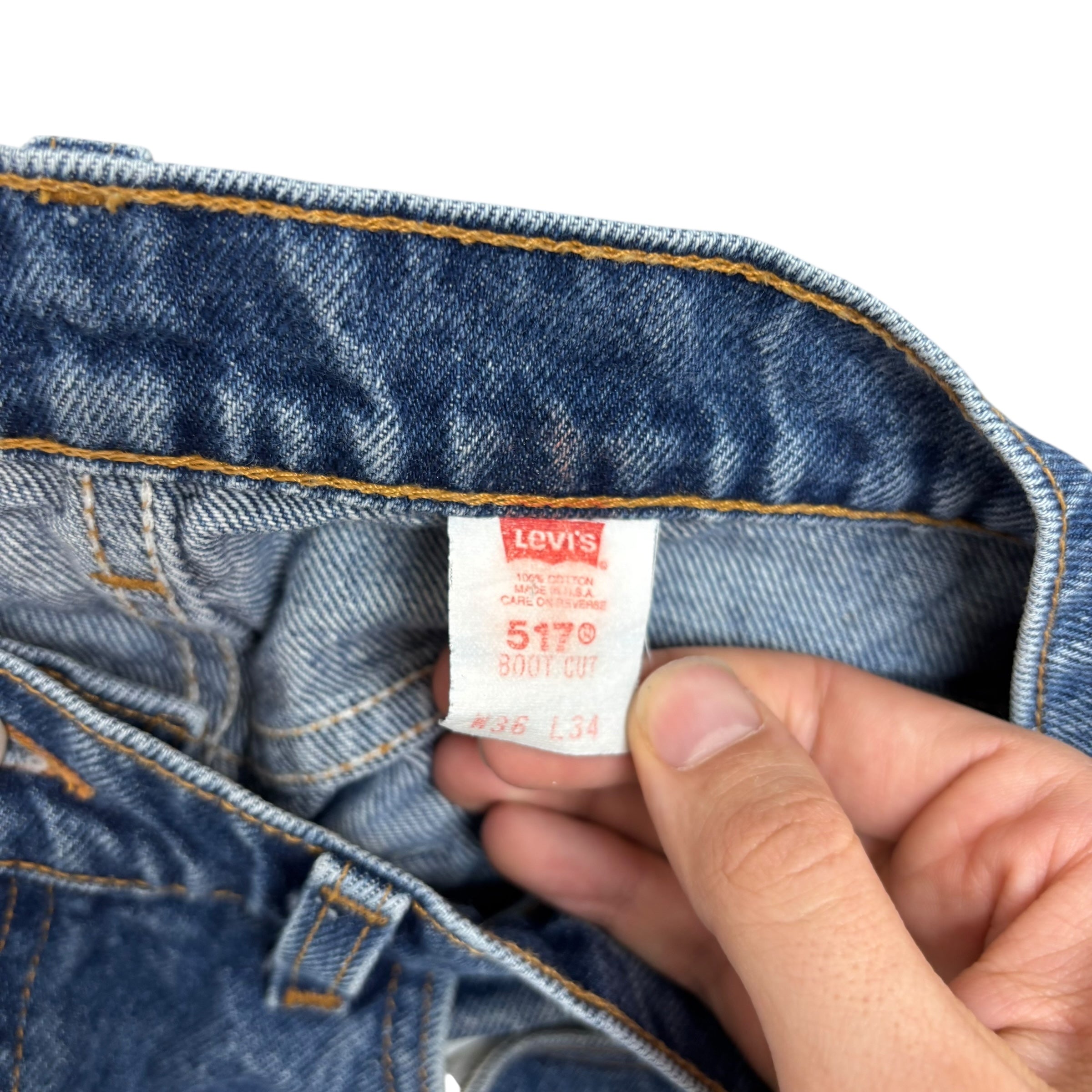 Levis 517 Jeans W34 L31 Mens Mid Blue Regular Bootcut Fit Made In USA Vintage