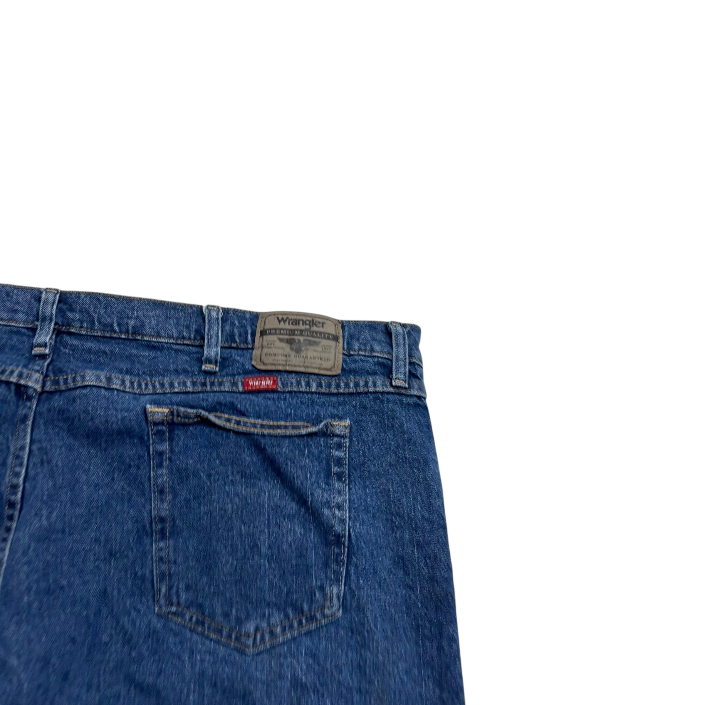 Wrangler Jeans W46 L30 Mens Mid Blue Relaxed Straight Fit Stretch Denim