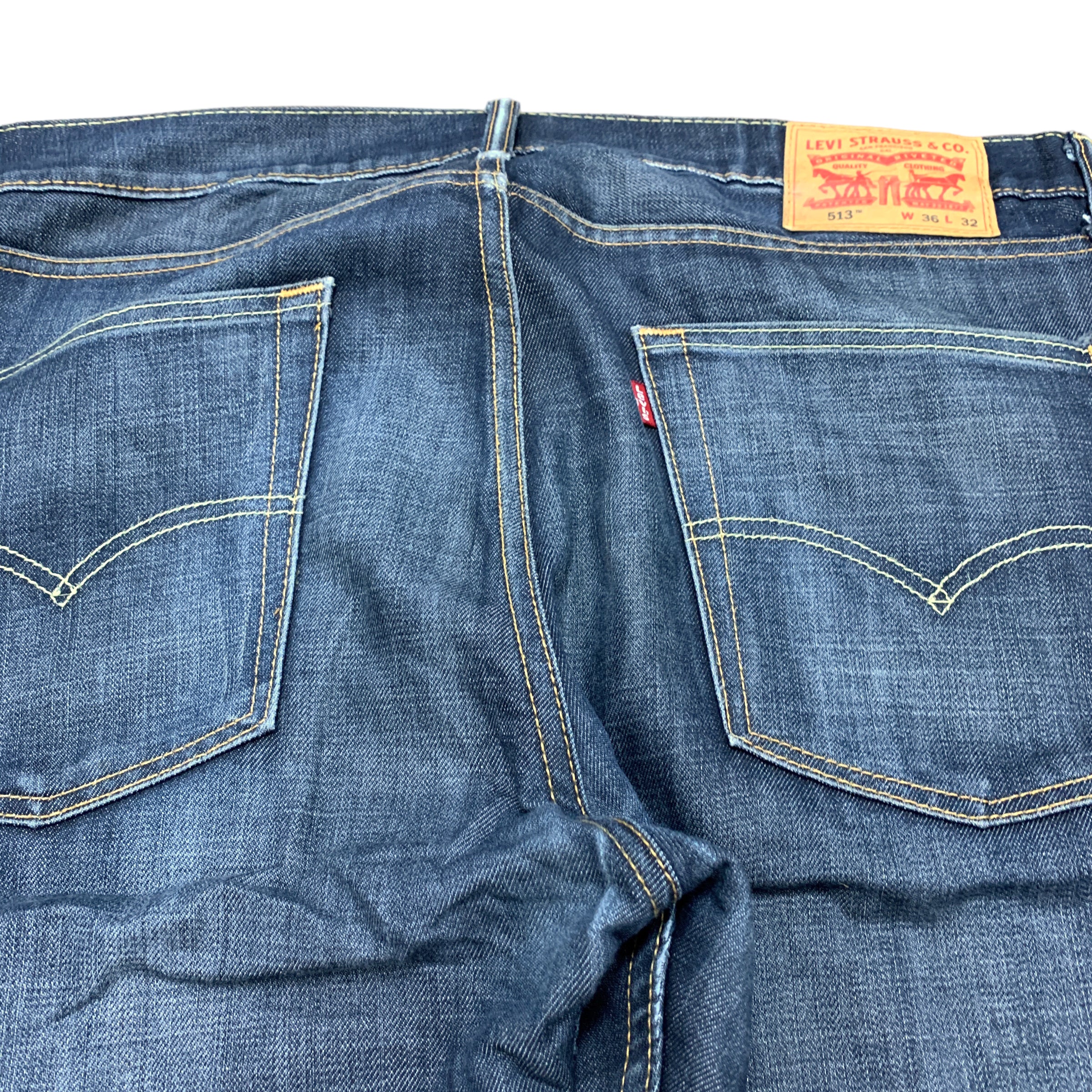 Levis 513 Jeans W38 L32 Mens Blue Slim Straight Fit Denim