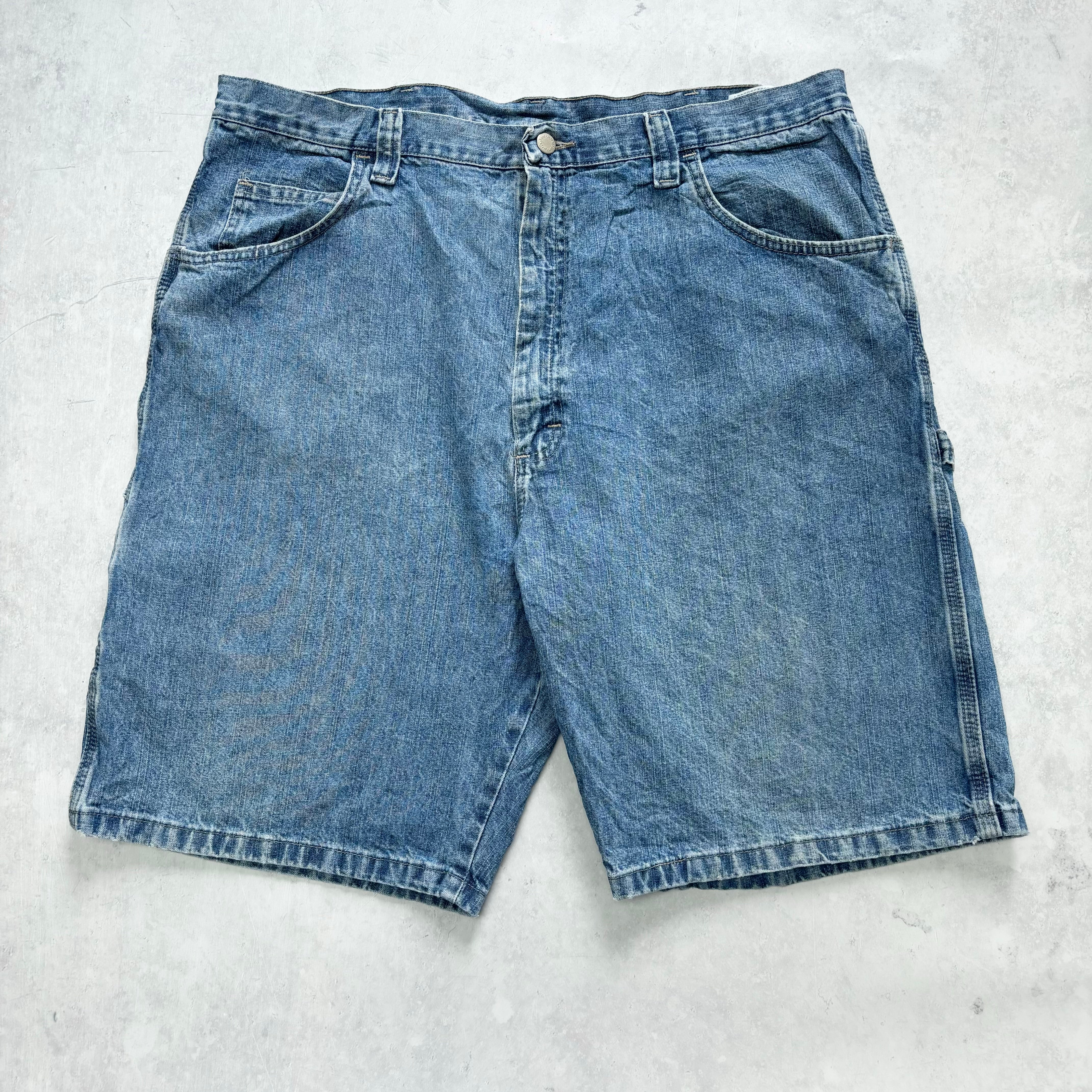 Vintage Wrangler Jorts W40 Mens Denim Shorts Mid Blue Baggy Relaxed Carpenter