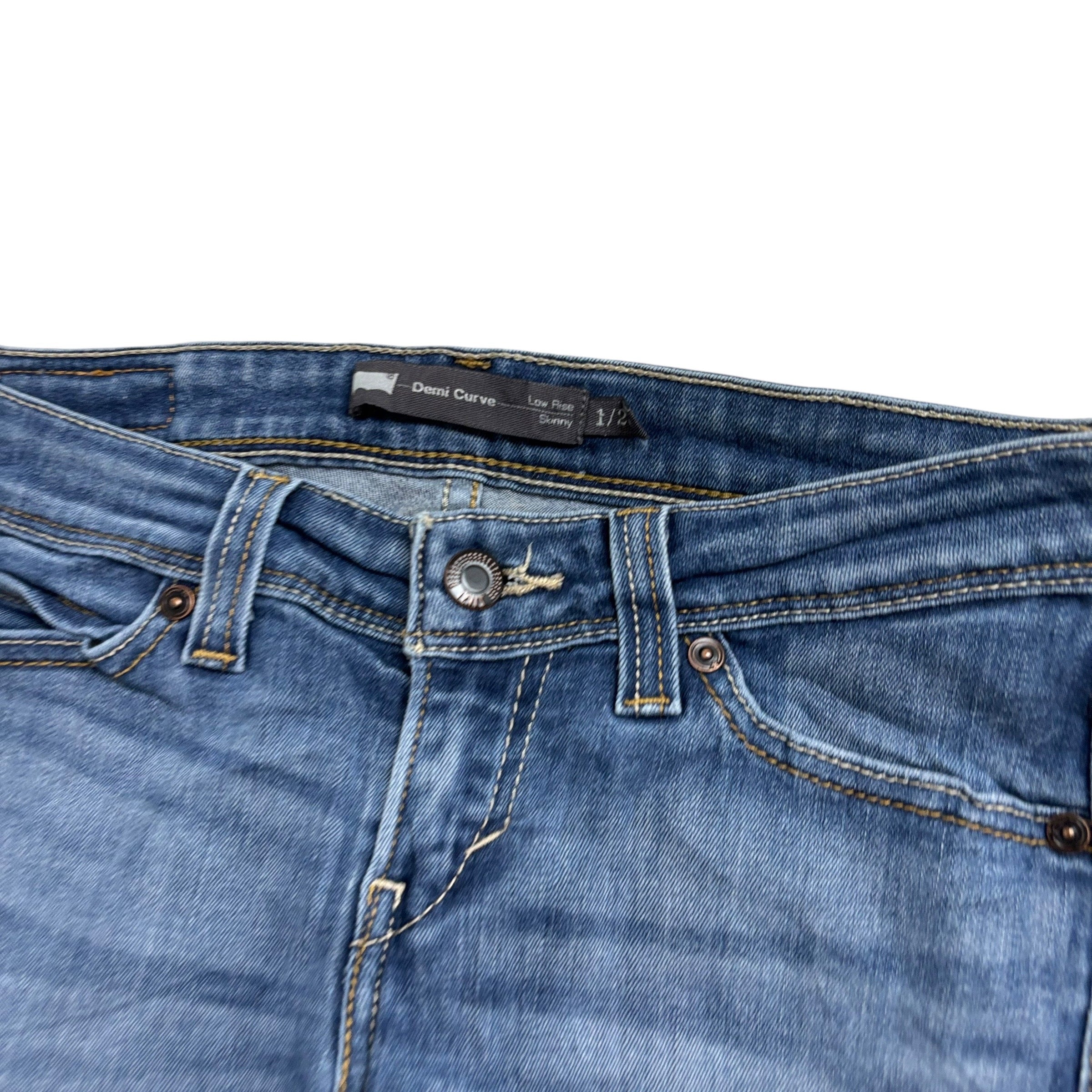 Levis Demi Curve Jeans W25 L30 Womens Mid Blue Low Skinny Fit Stretch Denim (E)
