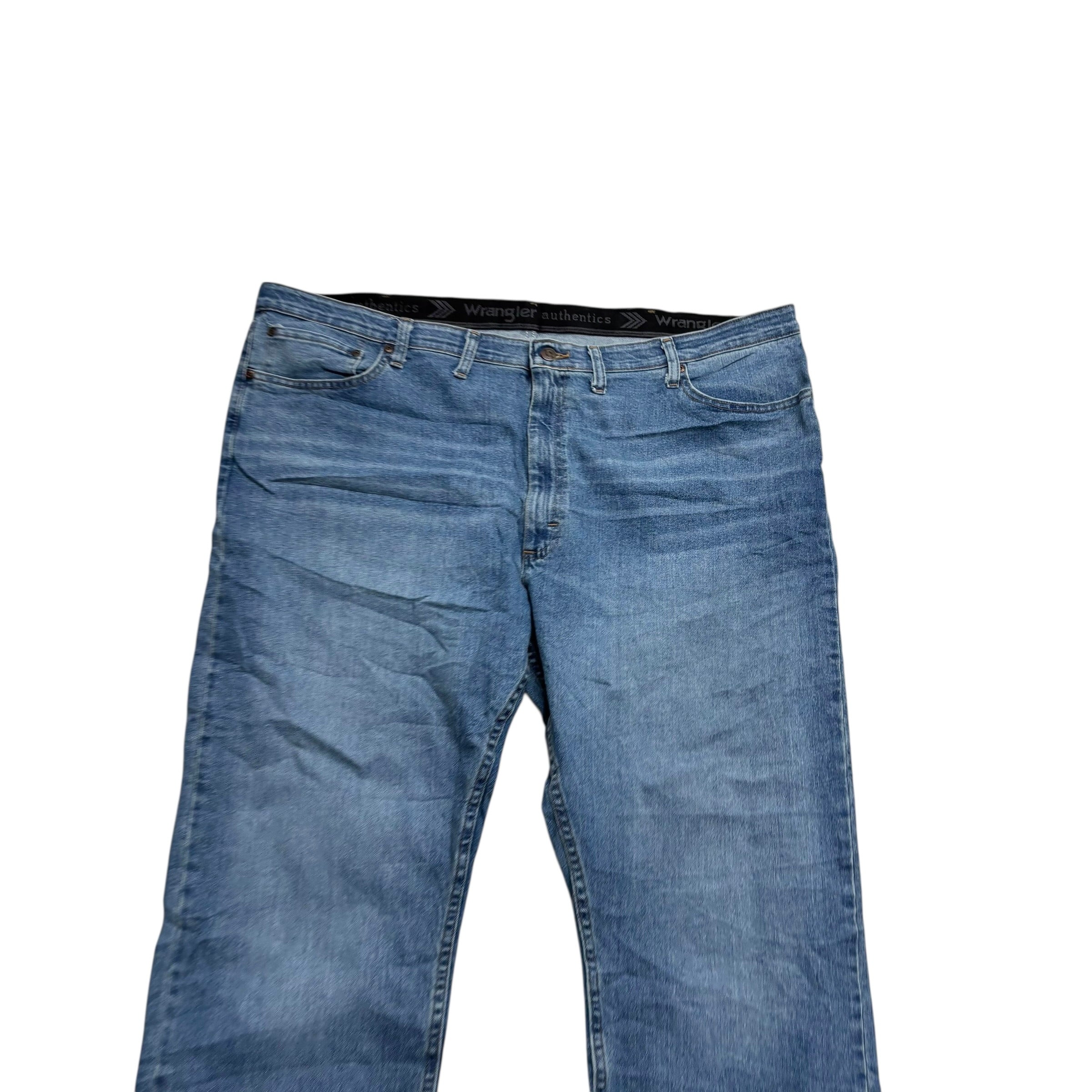 Wrangler Jeans W48 L30 Mens Mid Blue Regular Straight Fit Stretch Denim (E)