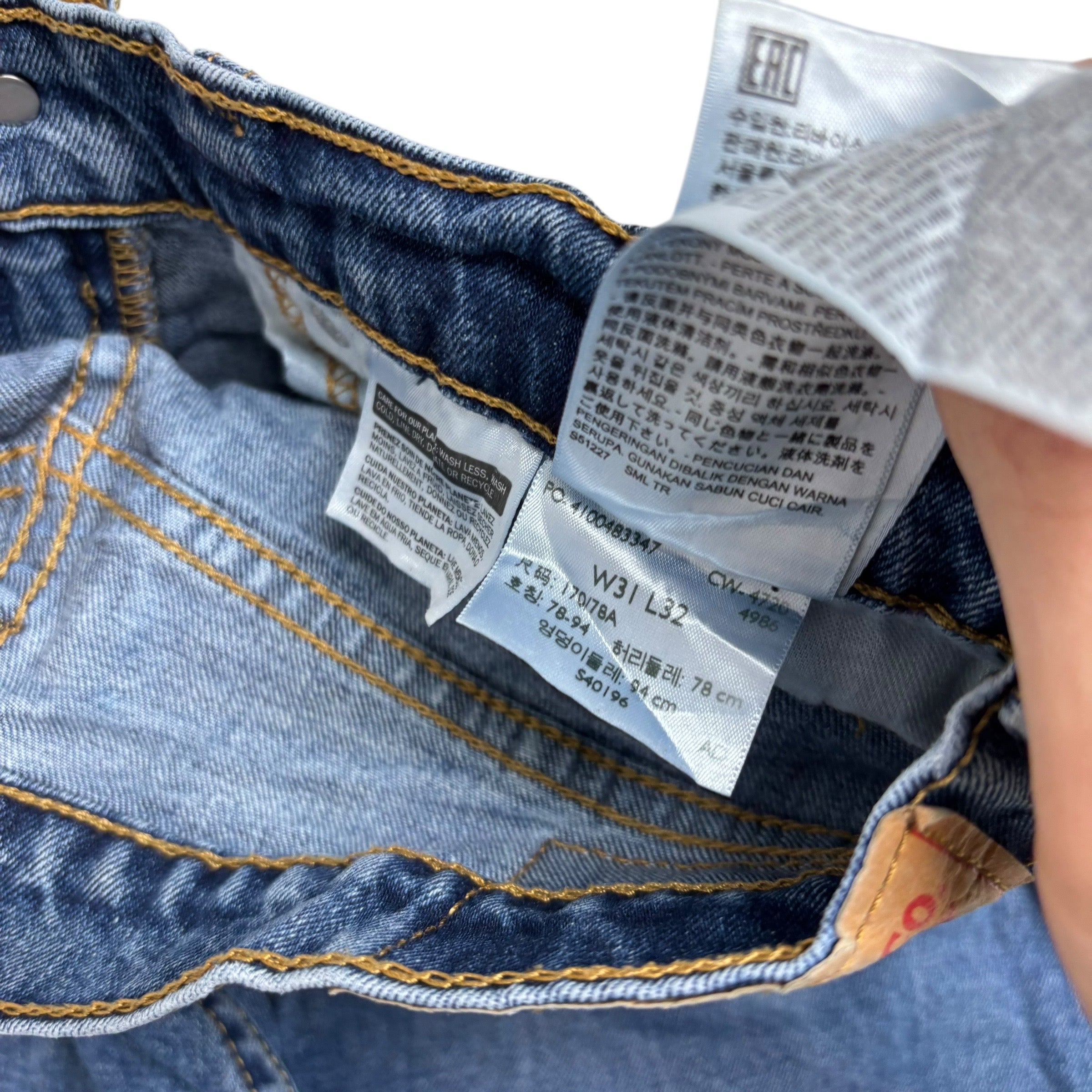 Levis 505 Jeans W30 L32 Mens Mid Blue Regular Straight Fit Stretch Denim (E)