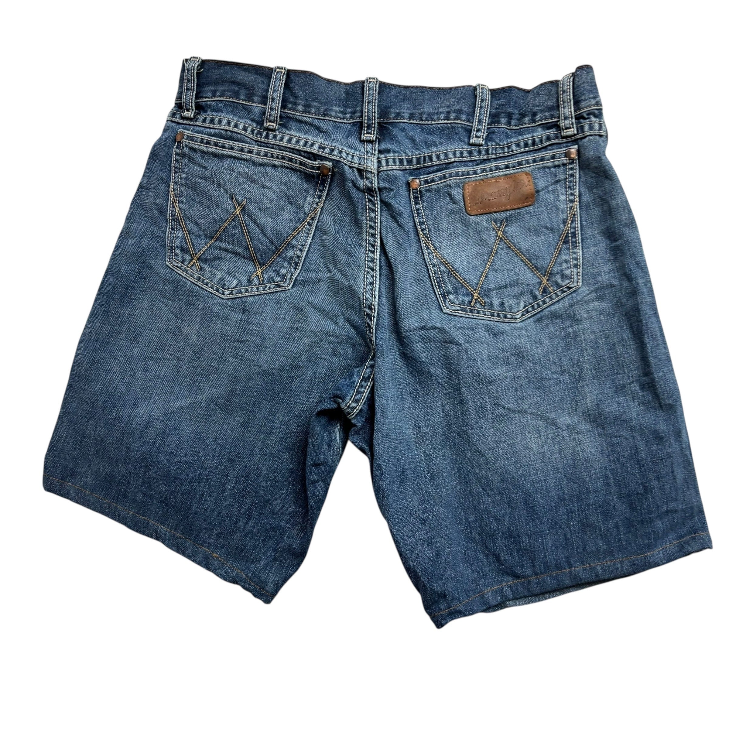 Wrangler Denim Shorts W32 Mens Dark Blue 9in Regular Fit