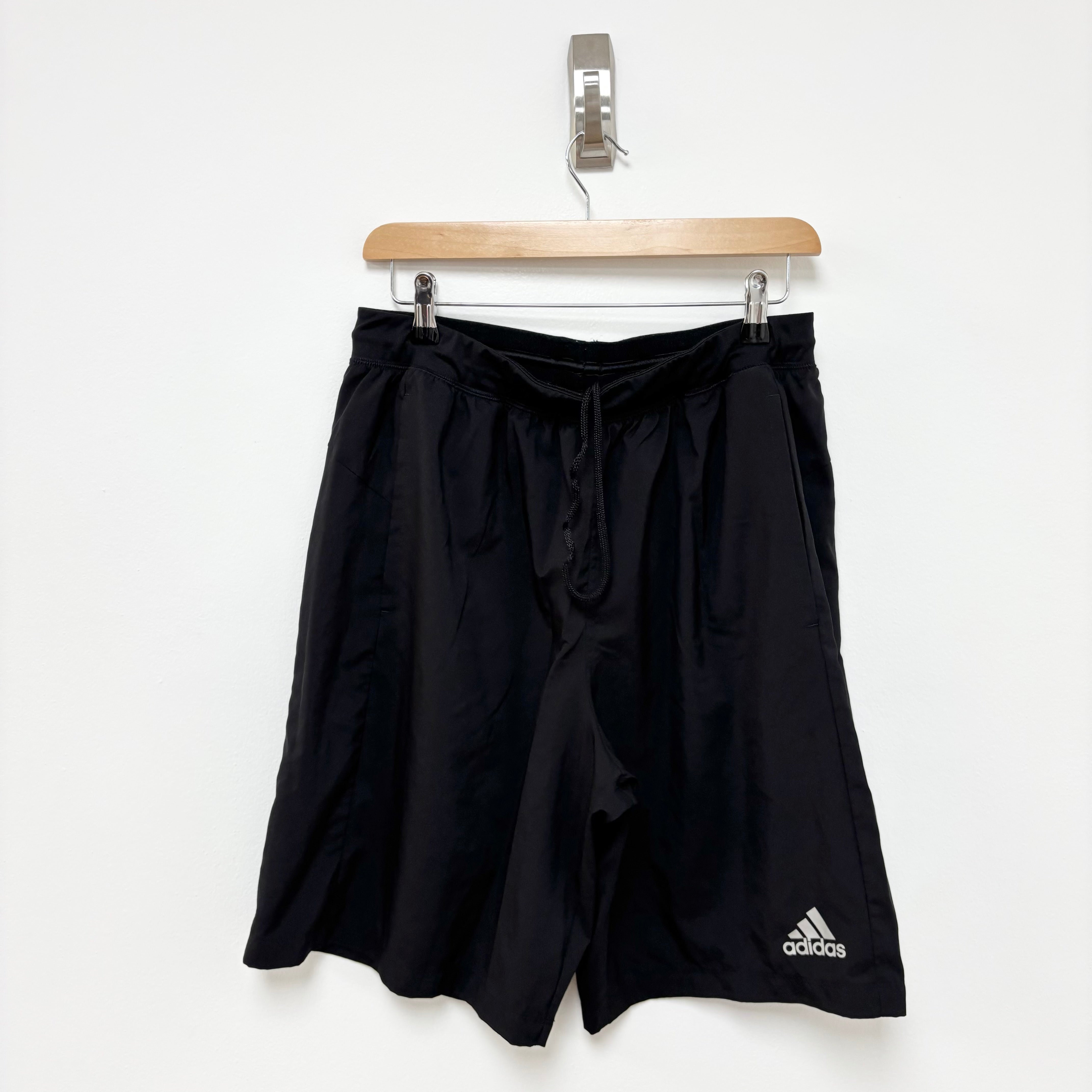 Adidas Shorts Mens Large Black Sports Running Gym Athletic Pockets (E)