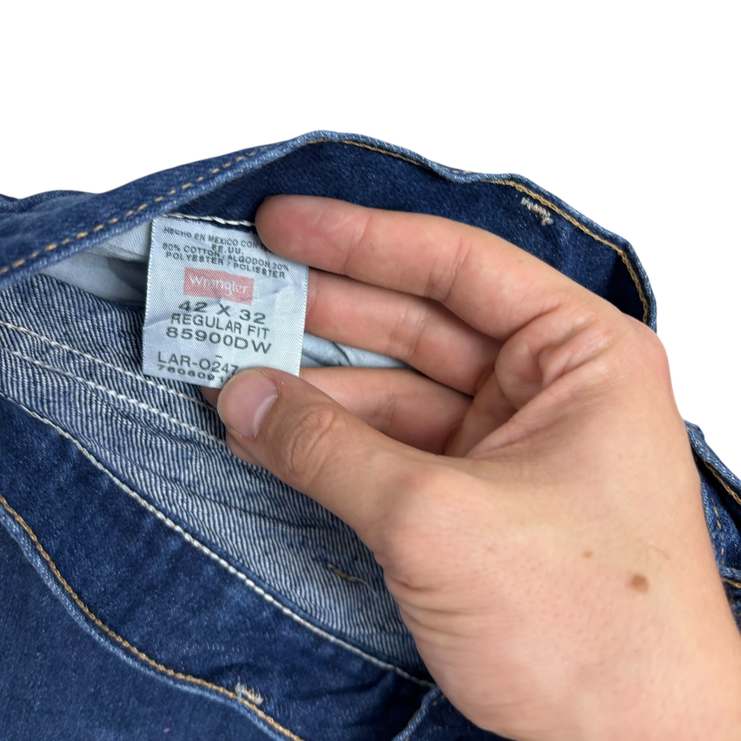 Wrangler Jeans W42 L32 Mens Dark Blue Regular Straight Fit Stretch Denim