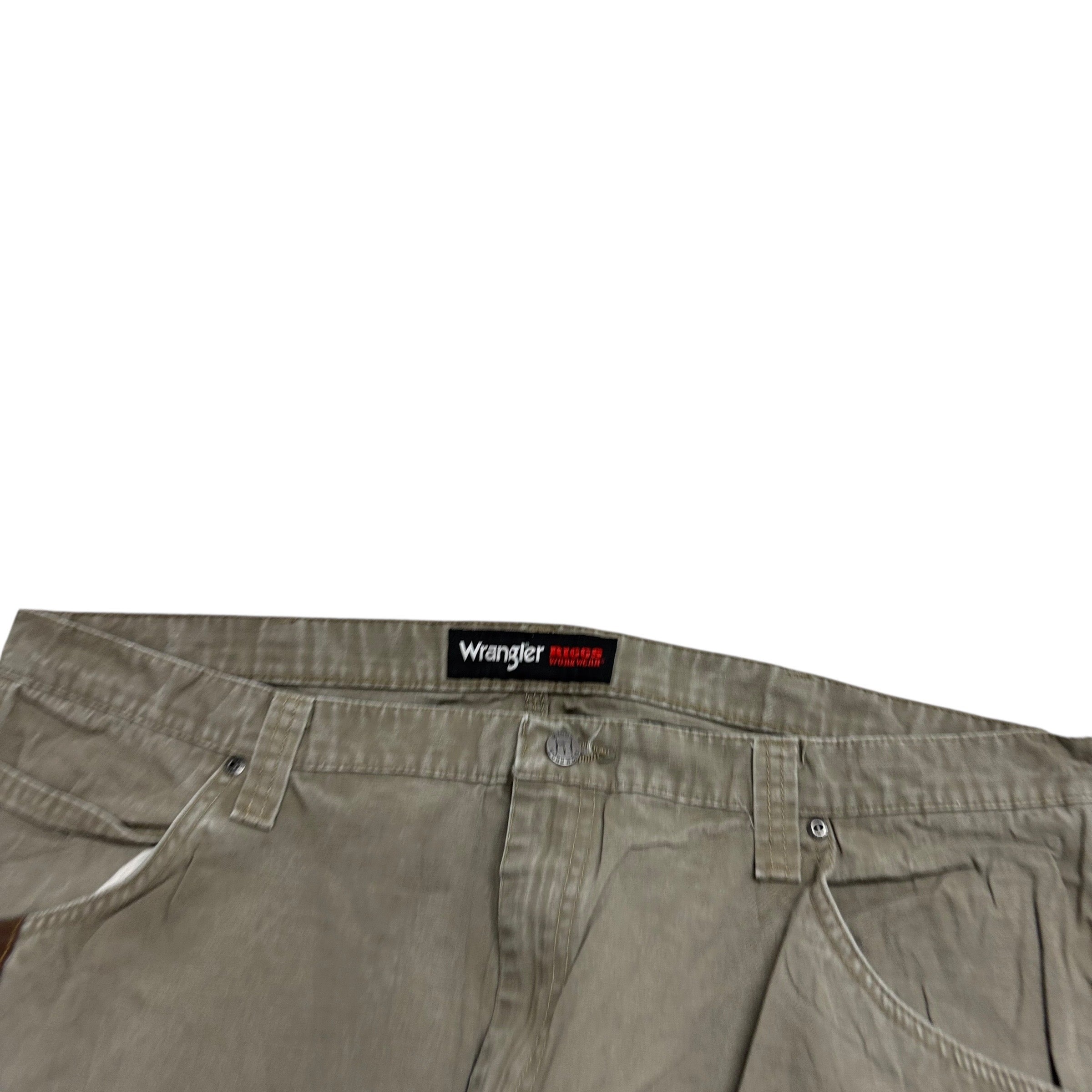 Wrangler Carpenter Pants W42 L33 Mens Green Relaxed Straight Fit Trousers (E)