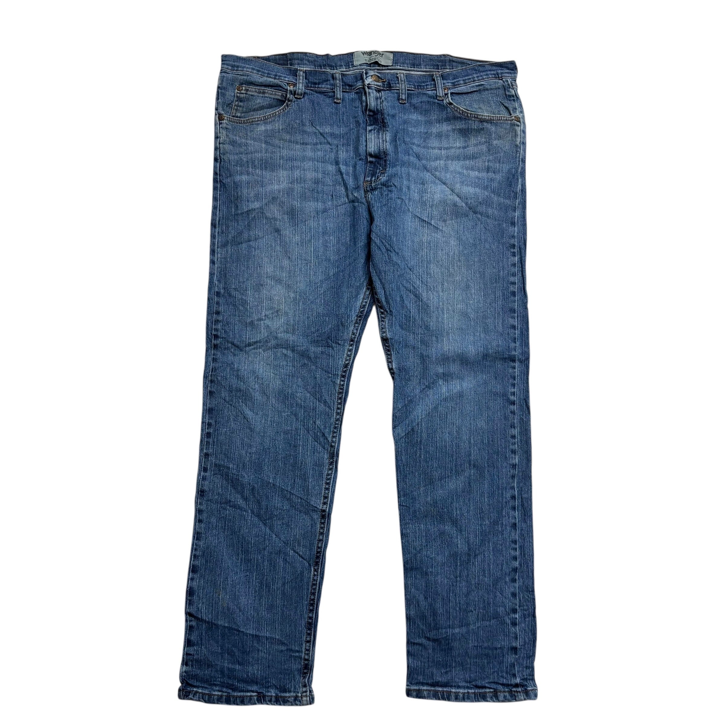 Wrangler Jeans W44 L32 Mens Mid Blue Regular Straight Fit Stretch Denim