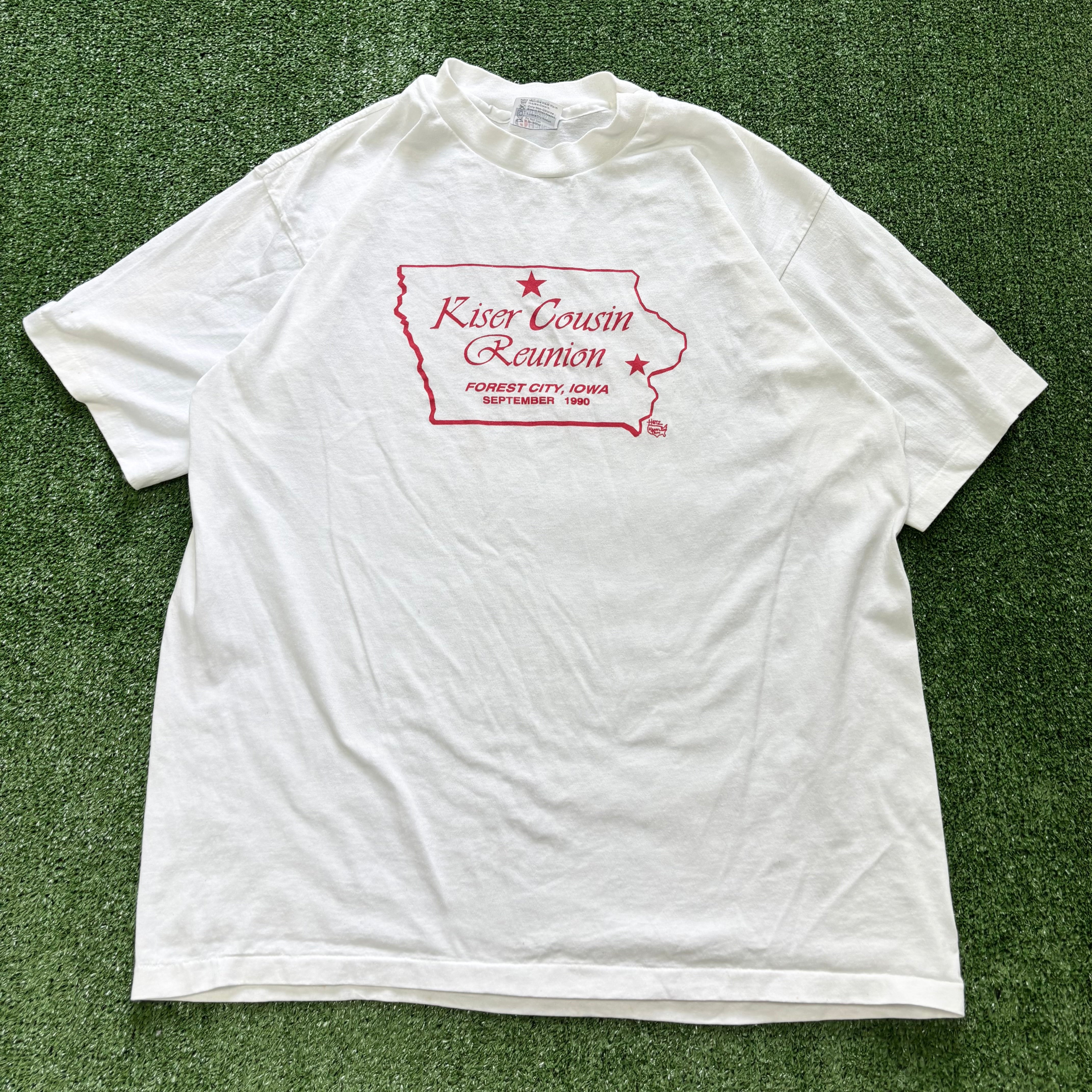 Vintage T Shirt Mens XL White Single Stitch Graphic Print 90s Reunion