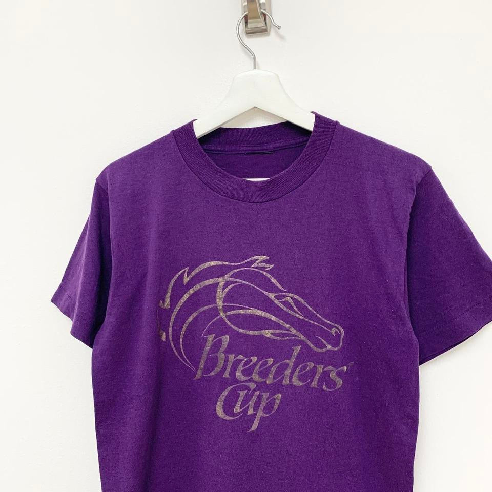 Vintage T Shirt Mens Small Purple Single Stitch Graphic Print 90s USA Horses