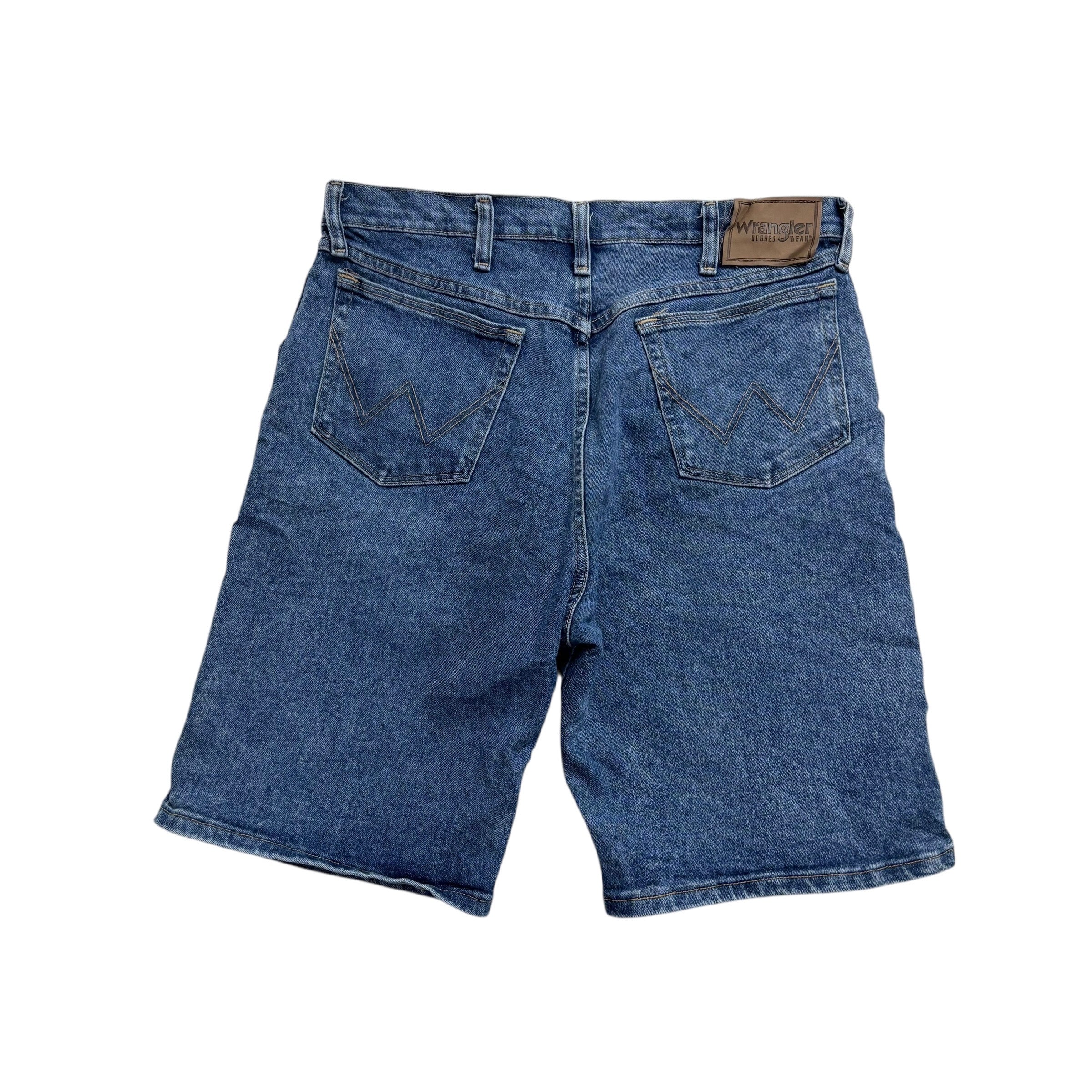 Wrangler Jorts W34 Mens Denim Shorts Mid Blue Regular Fit Stretch (E)