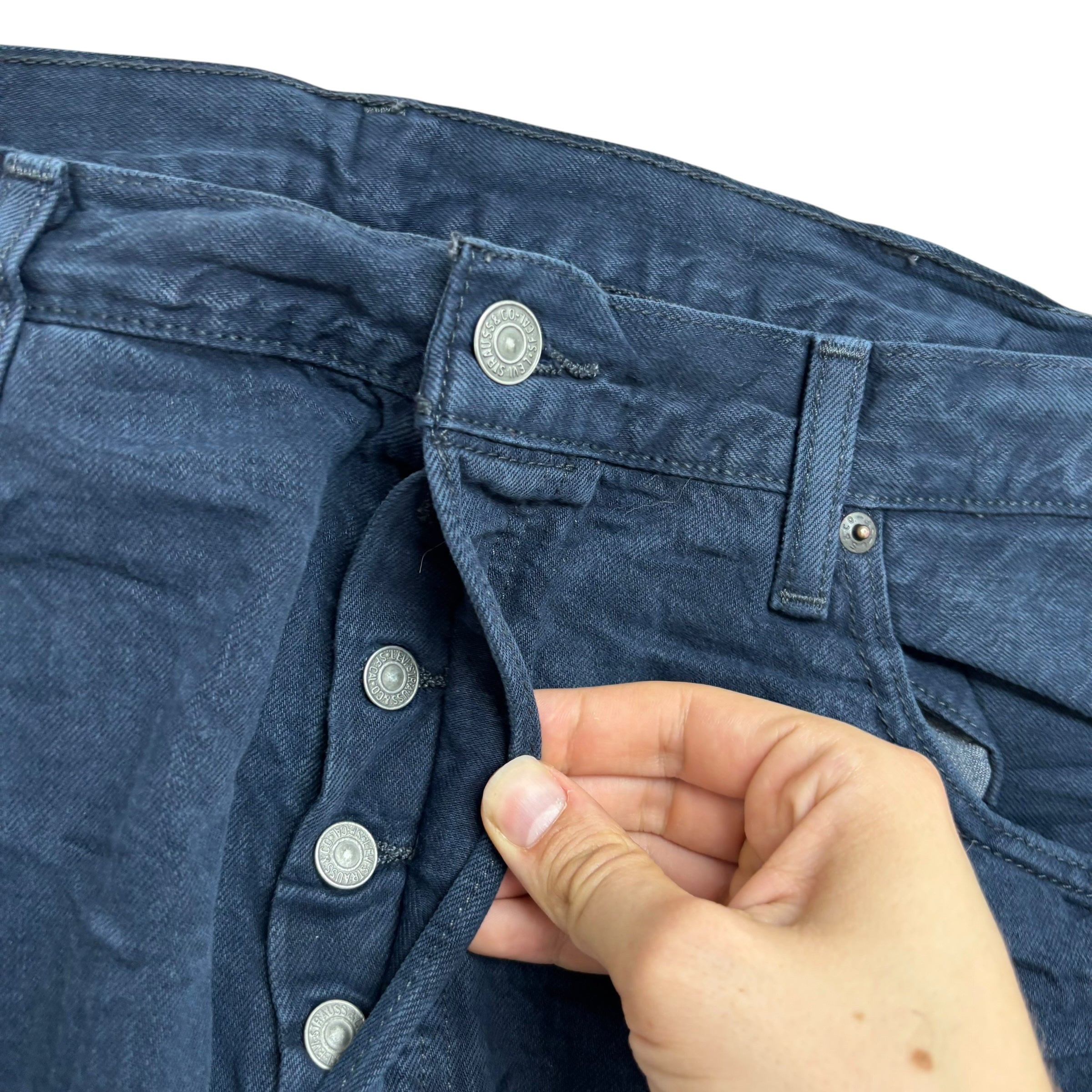 Levis 501 Jeans W38 L30 Mens Navy Blue Regular Straight Fit Denim (E)