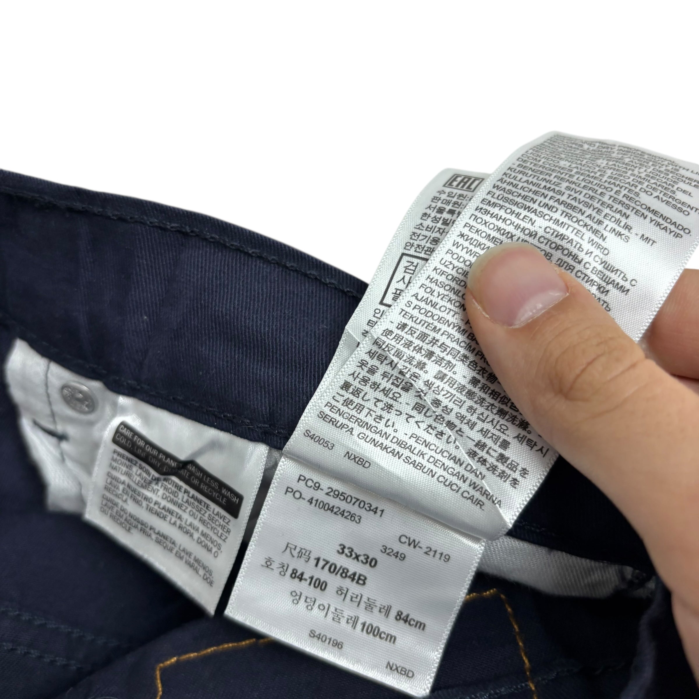 Levis 502 Trousers W33 L29 Mens Navy Blue Regular Tapered Fit Stretch (E)