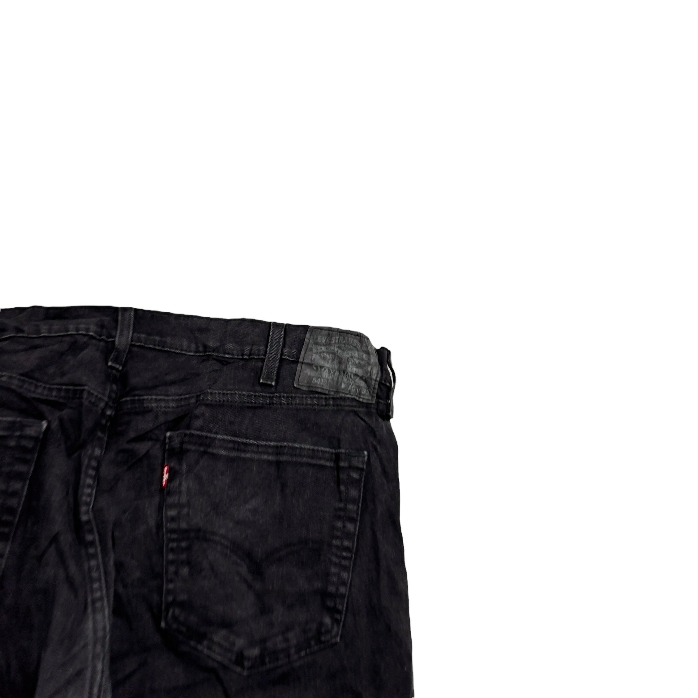 Levis 541 Jeans W40 L32 Mens Black Athletic Tapered Fit Stretch Denim