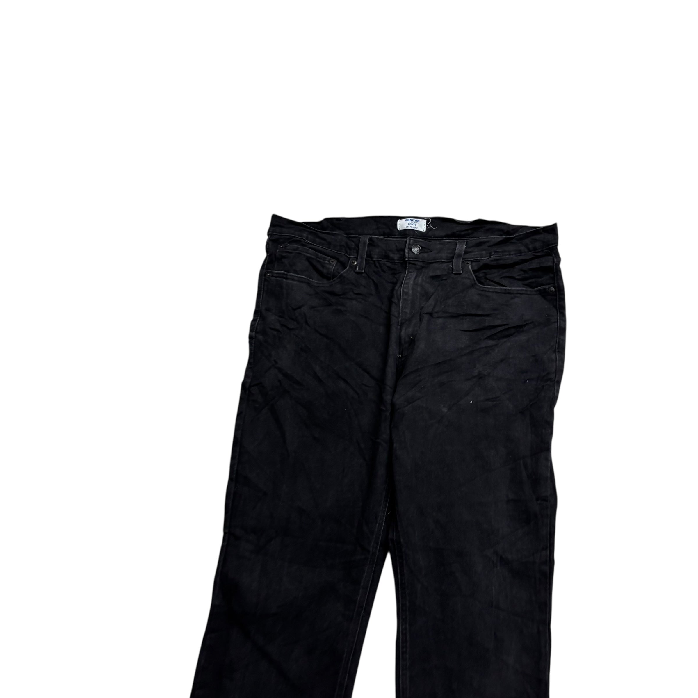 Levis Denizen Jeans W38 L31 Mens Black Athletic Tapered Stretch Denim (E)