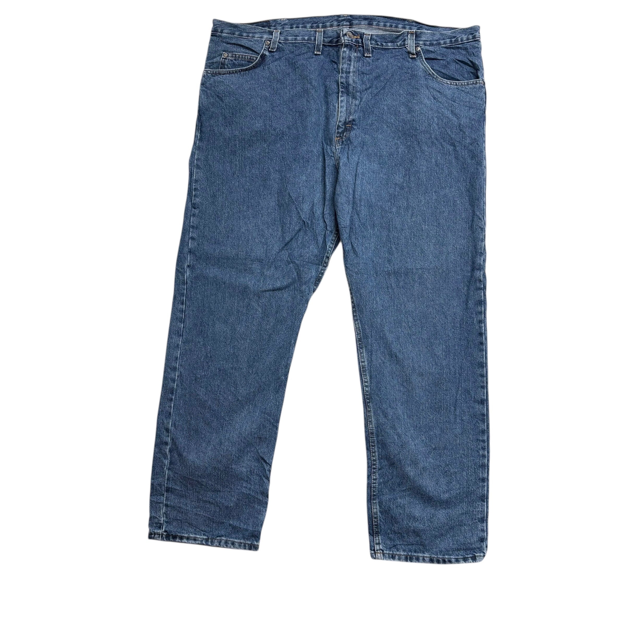 Wrangler Jeans W48 L30 Mens Mid Blue Relaxed Straight Fit Denim (E)