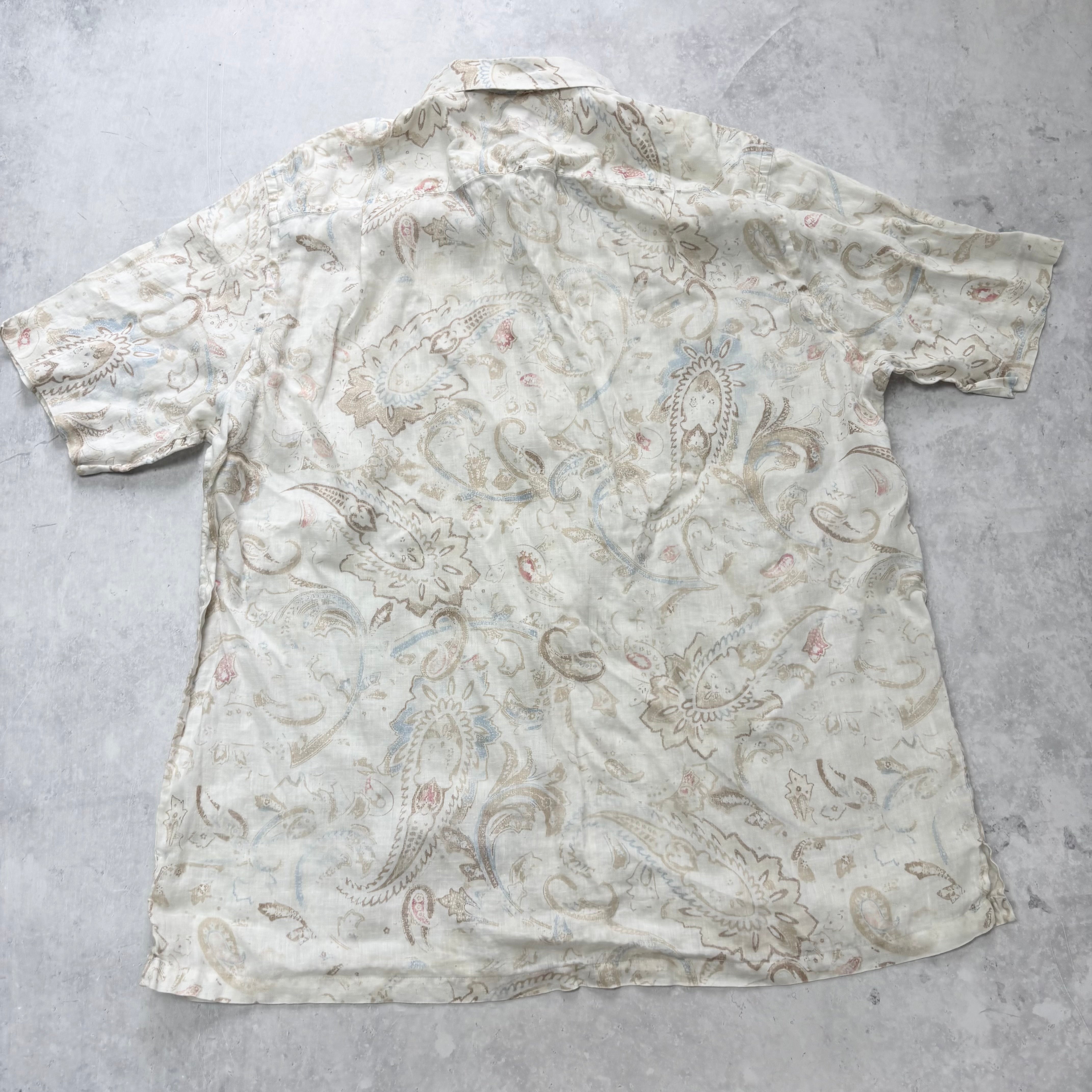 Vintage Hawaiian Shirt Mens XXL White Floral Aloha Short Sleeve Linen