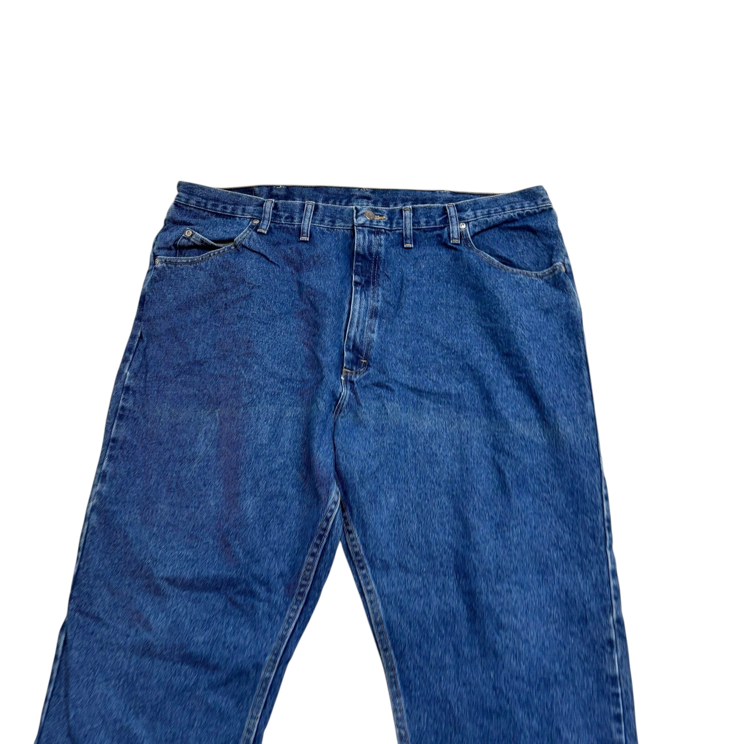 Wrangler Jeans W44 L32 Mens Mid Blue Relaxed Straight Fit Denim