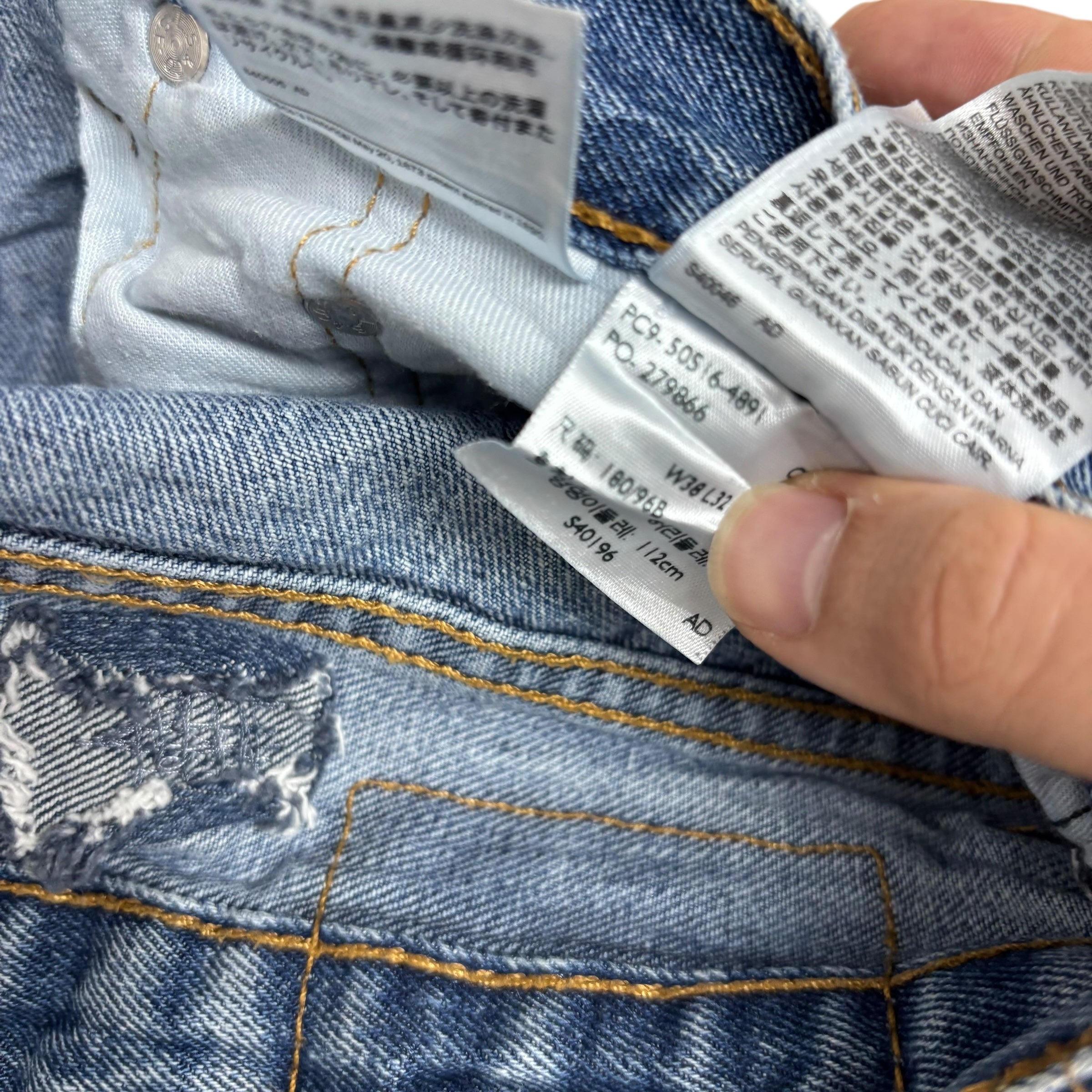 Levis 516 Jeans W38 L32 Mens Light Blue Regular Straight Fit Denim