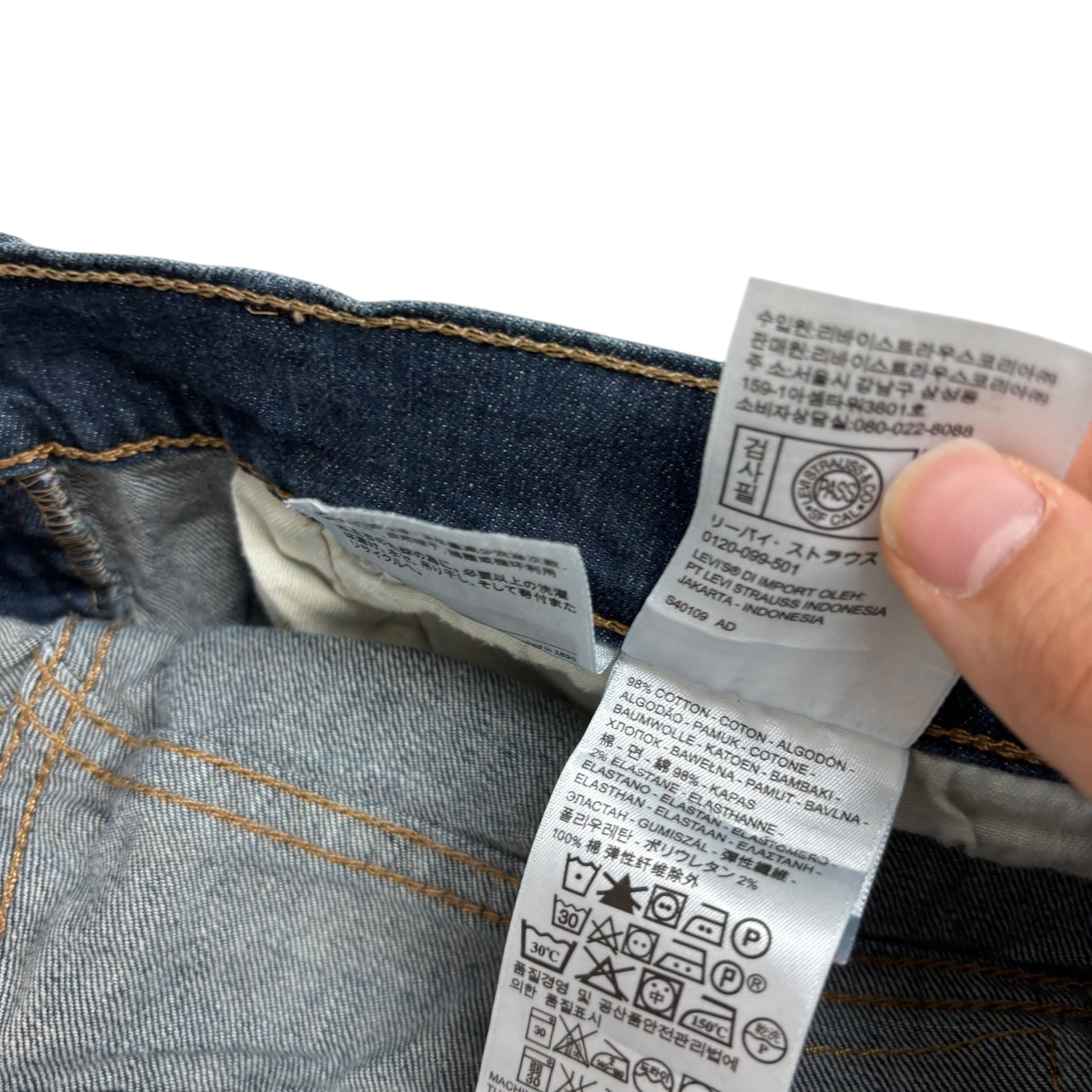 Levis 505 Jeans W34 L32 Mens Dark Blue Regular Straight Fit Stretch Denim