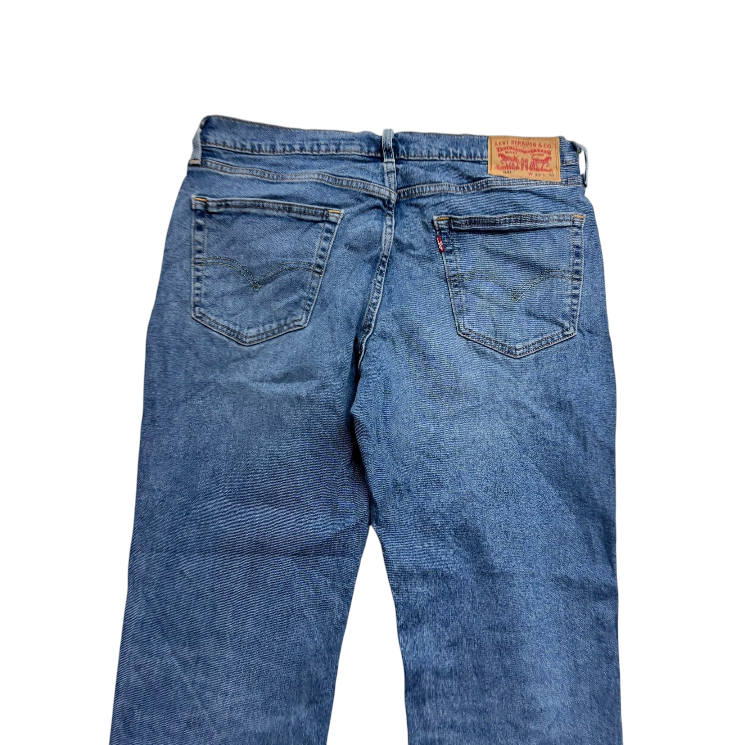 Levis 541 Jeans W33 L29 Mens Mid Blue Athletic Tapered Fit Stretch Denim