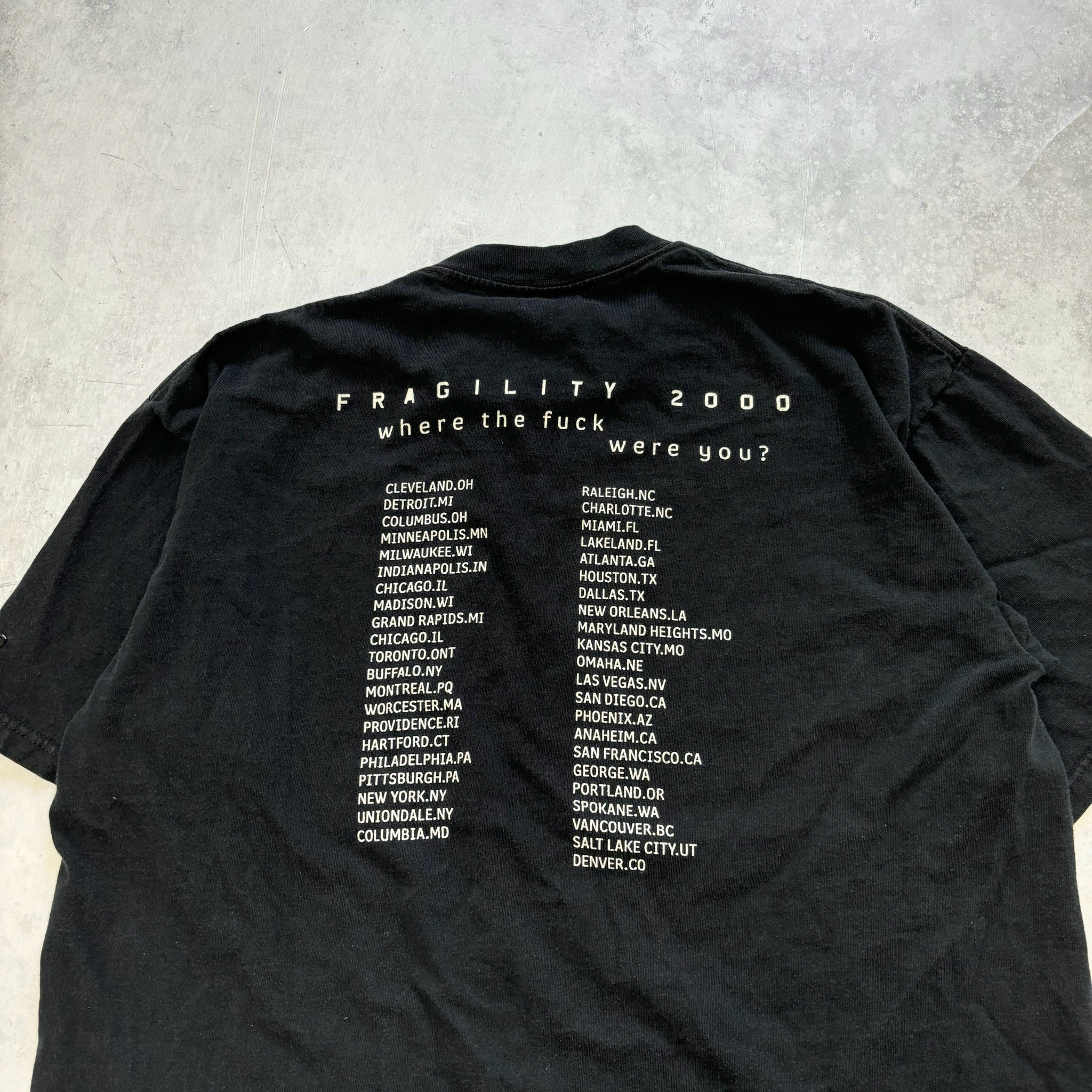 Vintage T Shirt Mens XL Black Nine Inch Nails Fragility Tour Band The Fragile