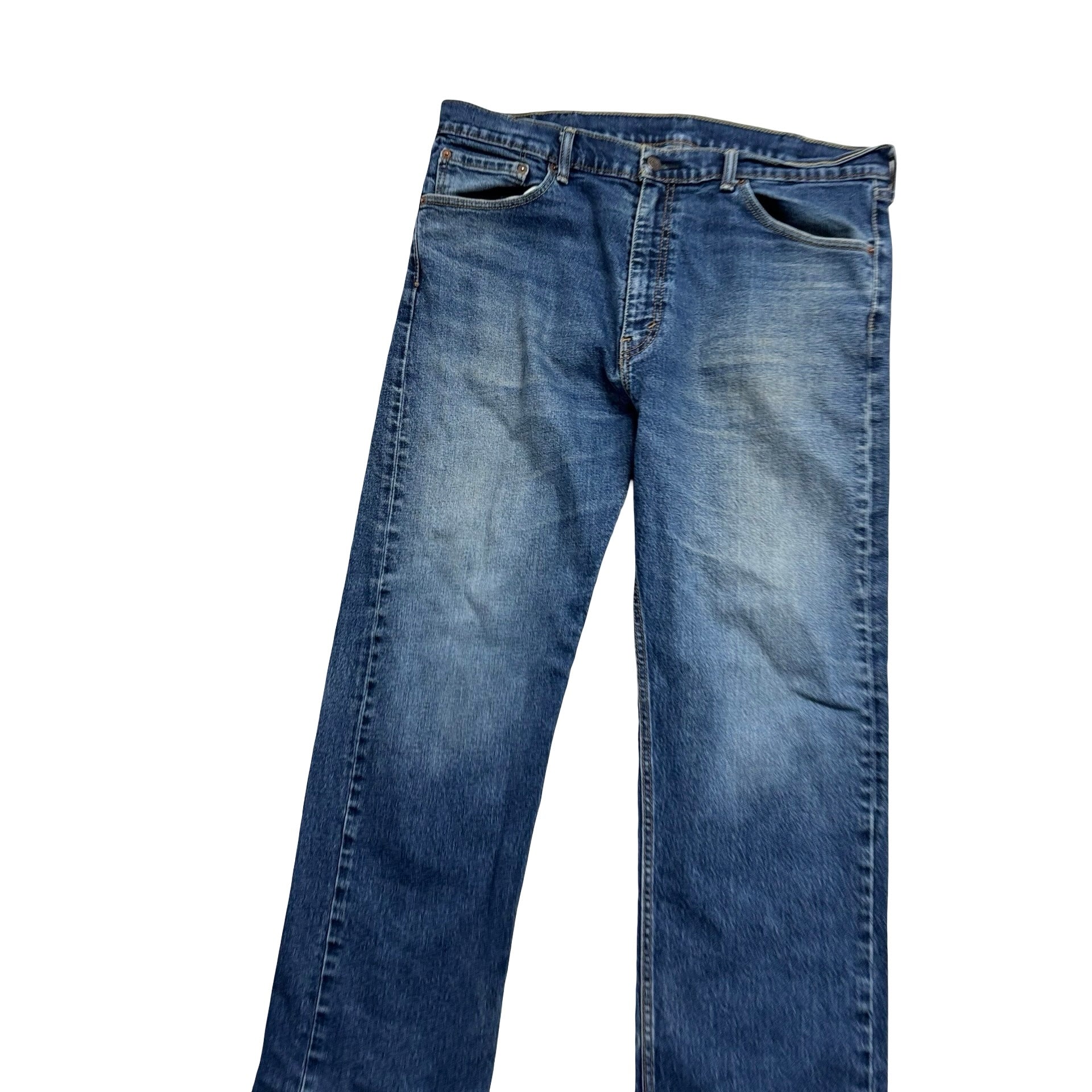 Levis 505 Jeans W38 L29 Mens Dark Blue Regular Straight Fit Stretch Denim (F)