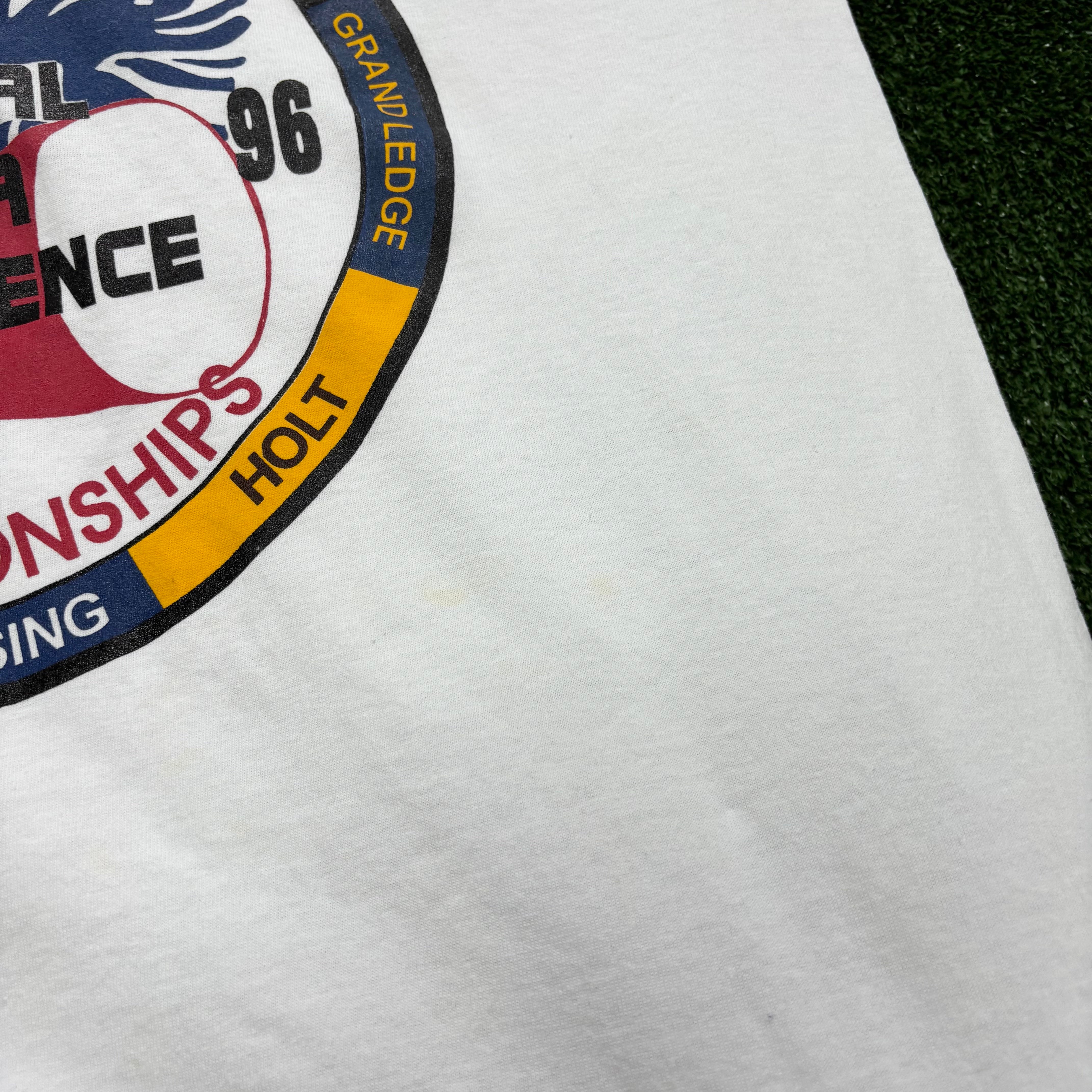 Vintage T Shirt Mens XL White Single Stitch Graphic Print 90s USA Cheer