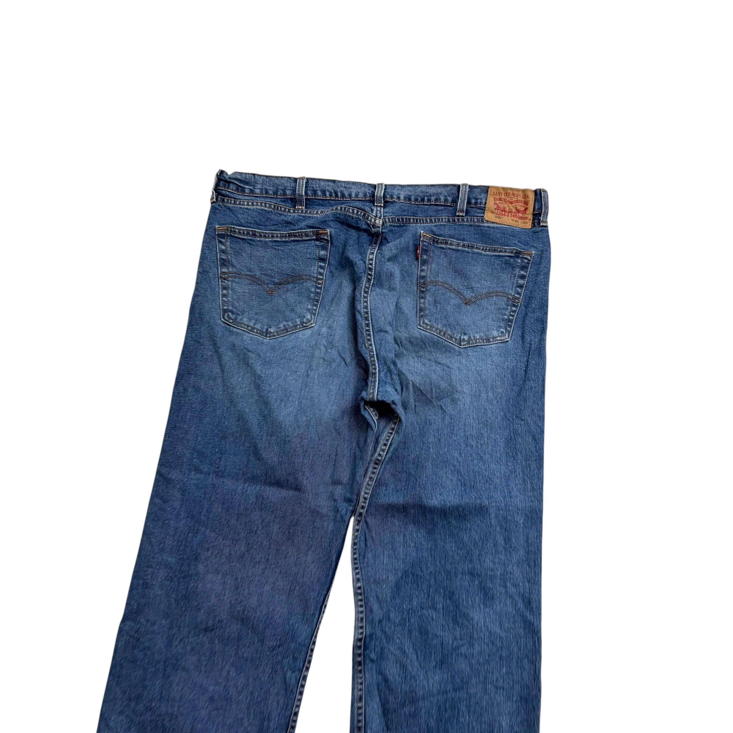 Levis 505 Jeans W42 L30 Mens Mid Blue Regular Straight Fit Stretch Denim (E)