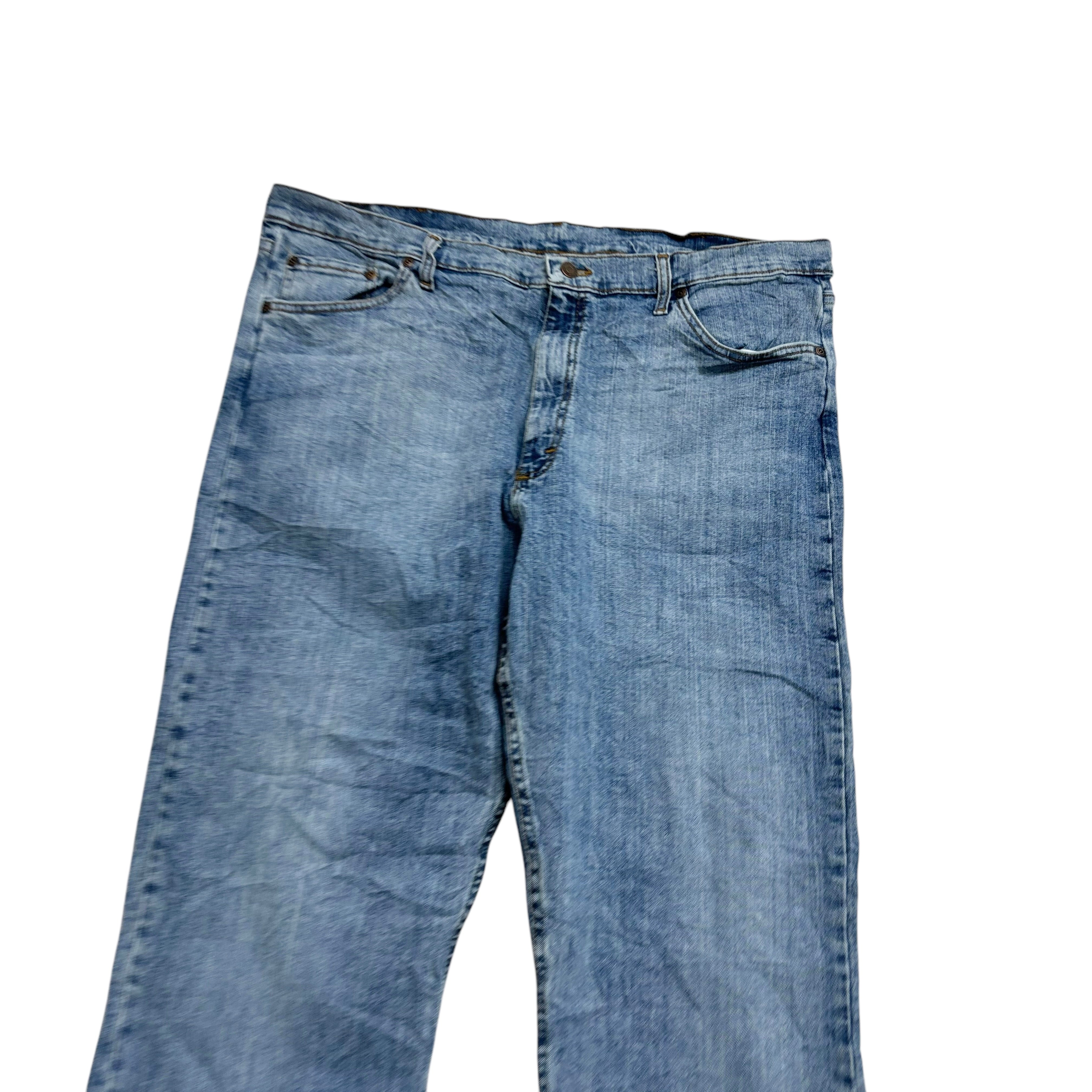 Wrangler Jeans W40 L32 Mens Mid Blue Relaxed Straight Fit Stretch Denim (E)