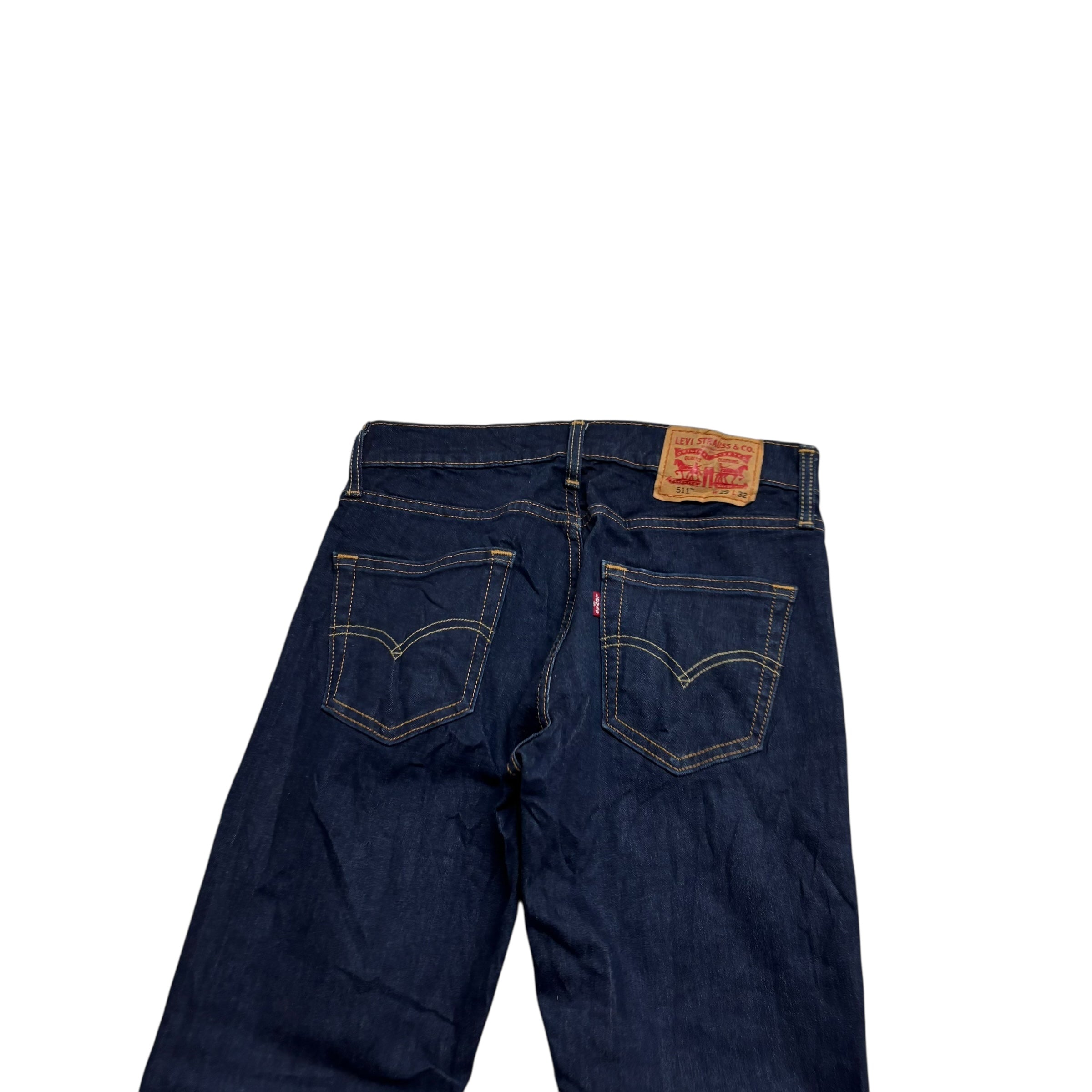 Levis 511 Jeans W29 L32 Mens Dark Blue Slim Fit Stretch Denim (E)