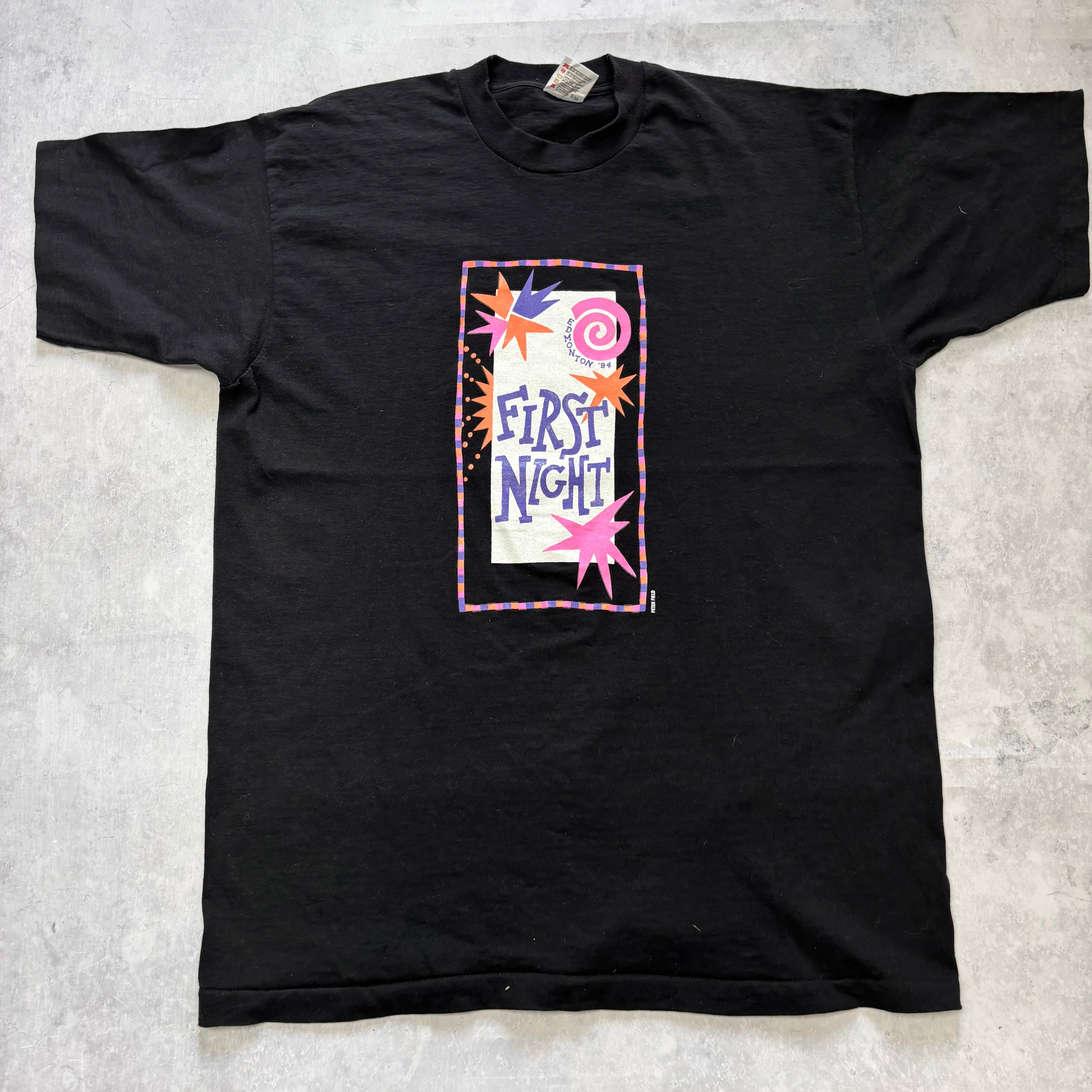 Vintage T Shirt Mens XL Black Single Stitch Graphic Print 90s USA (E)