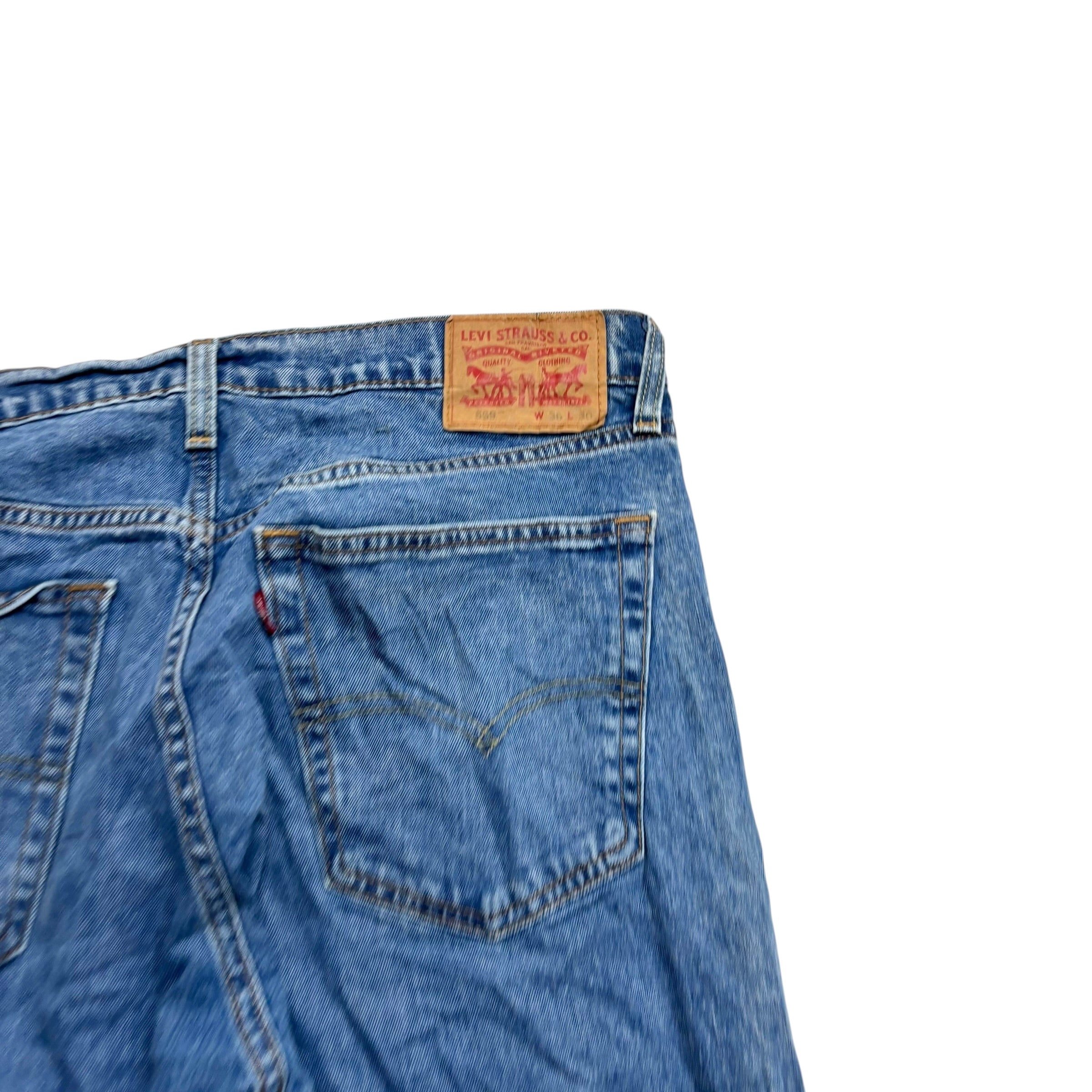 Levis 559 Jeans W36 L30 Mens Mid Blue Baggy Relaxed Straight Fit Stretch Denim