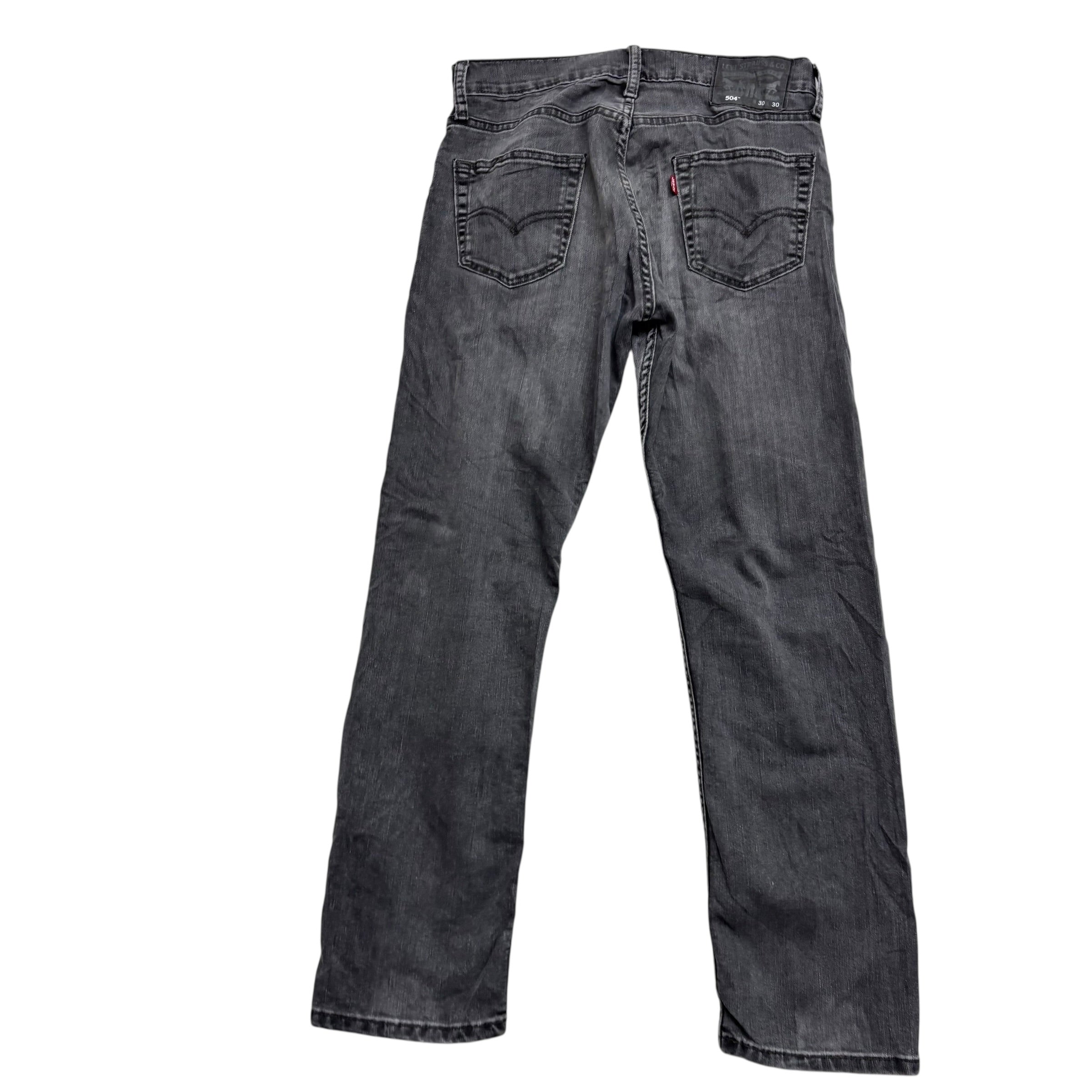 Levis 504 Jeans W30 L29 Mens Grey Regular Straight Fit Stretch Denim