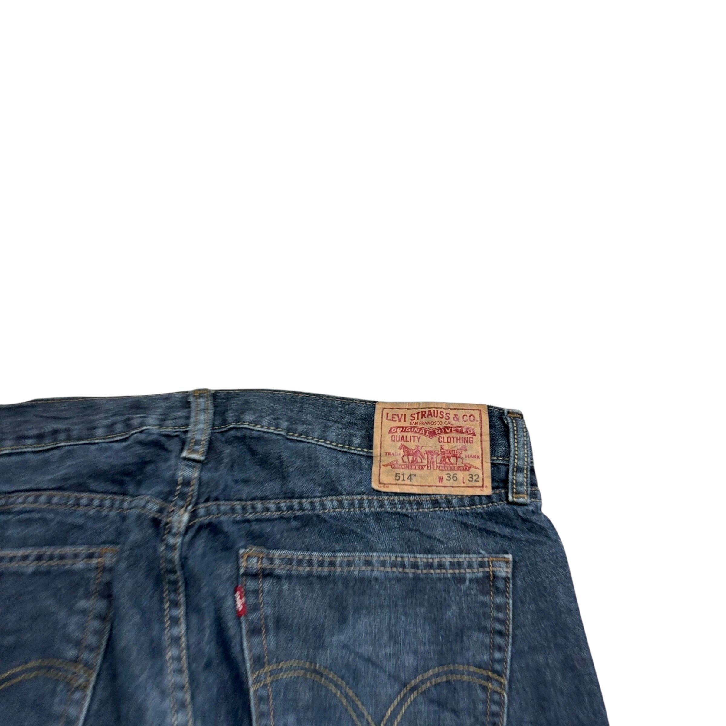 Levis 514 Jeans W36 L32 Mens Dark Blue Baggy Relaxed Straight Fit Vintage (E)