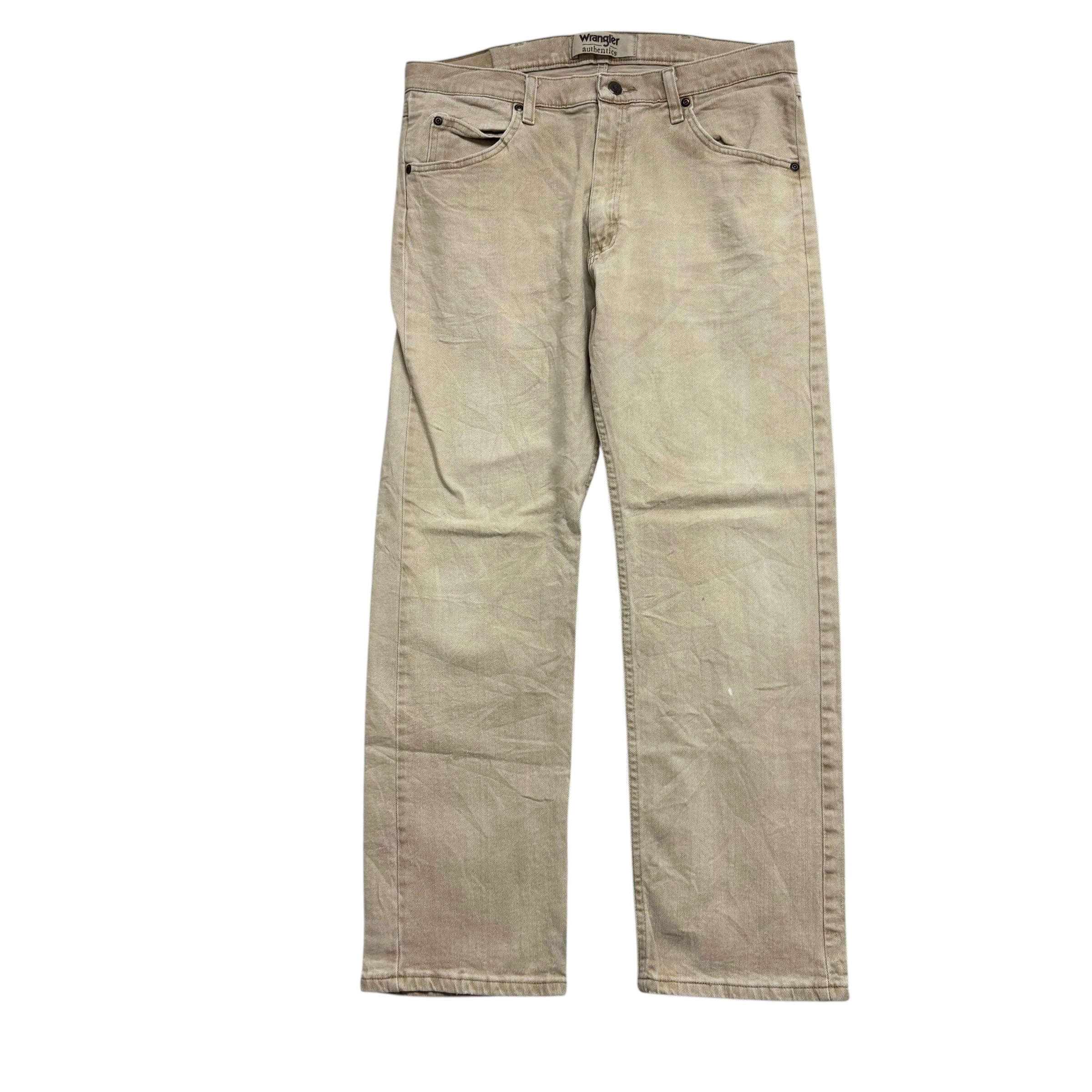 Wrangler Jeans W34 L29 Mens Cream Regular Straight Fit Stretch Denim
