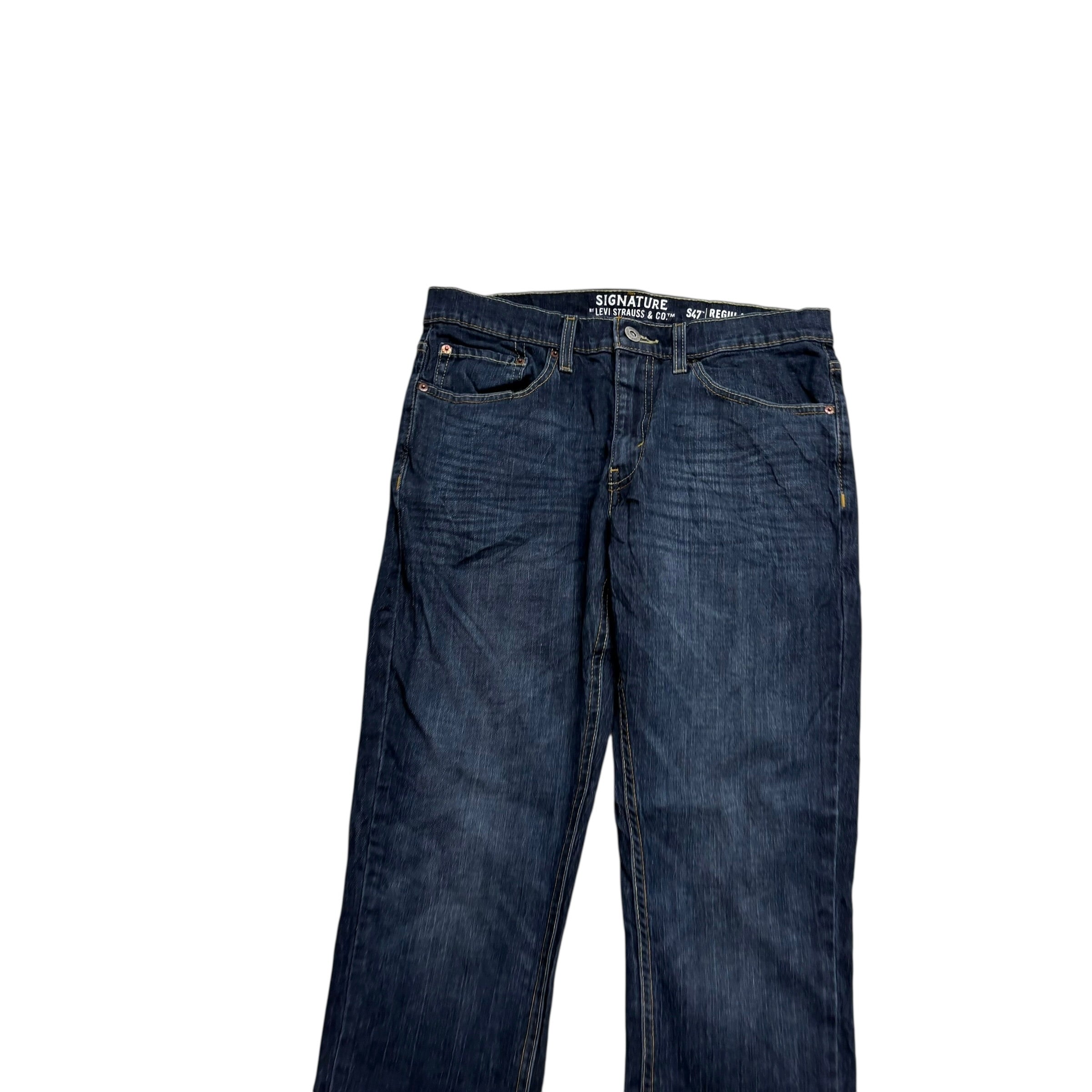 Levis Signature Jeans W32 L32 Mens Dark Blue Regular Tapered Fit Stretch (E)