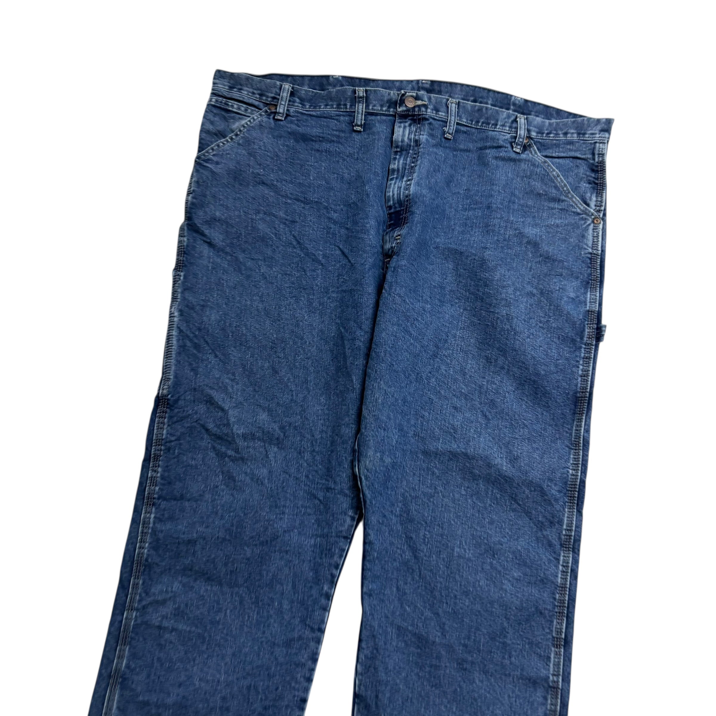 Wrangler Carpenter Jeans W46 L30 Mens Mid Blue Relaxed Straight Fit Denim (E)