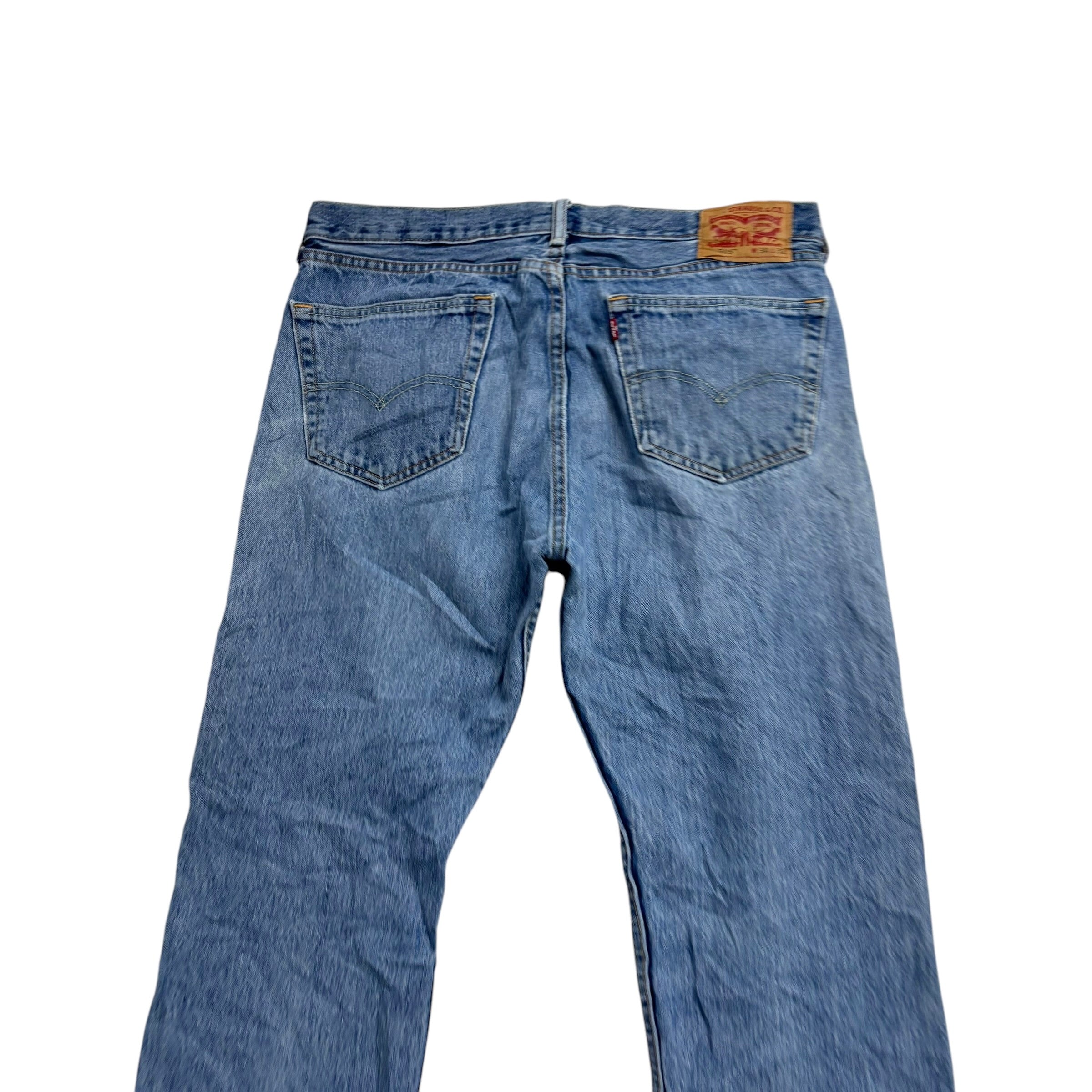 Levis 505 Jeans W34 L32 Mens Light Blue Regular Straight Fit Denim (F)
